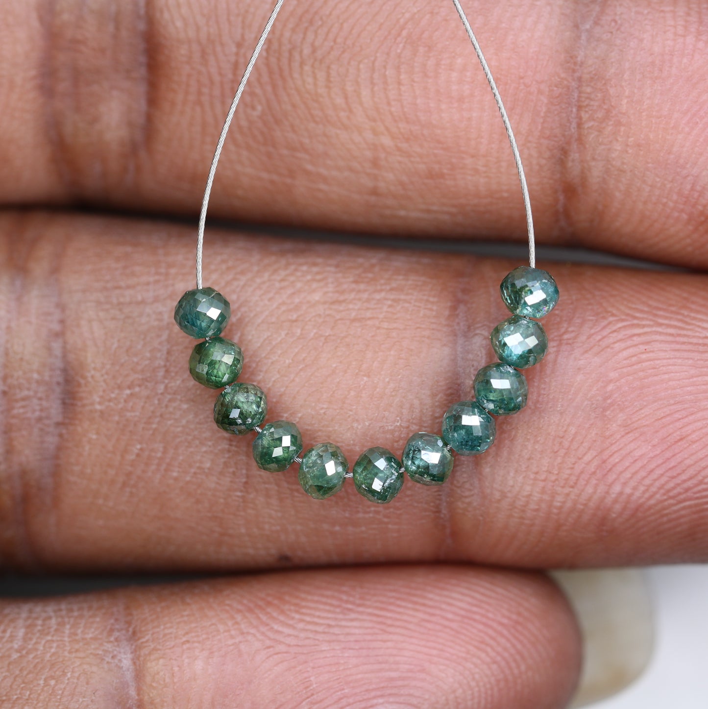 2.77 Carat Loose Beads Green Color Natural Polished Diamond Bracelet - JayKrishna Diamond