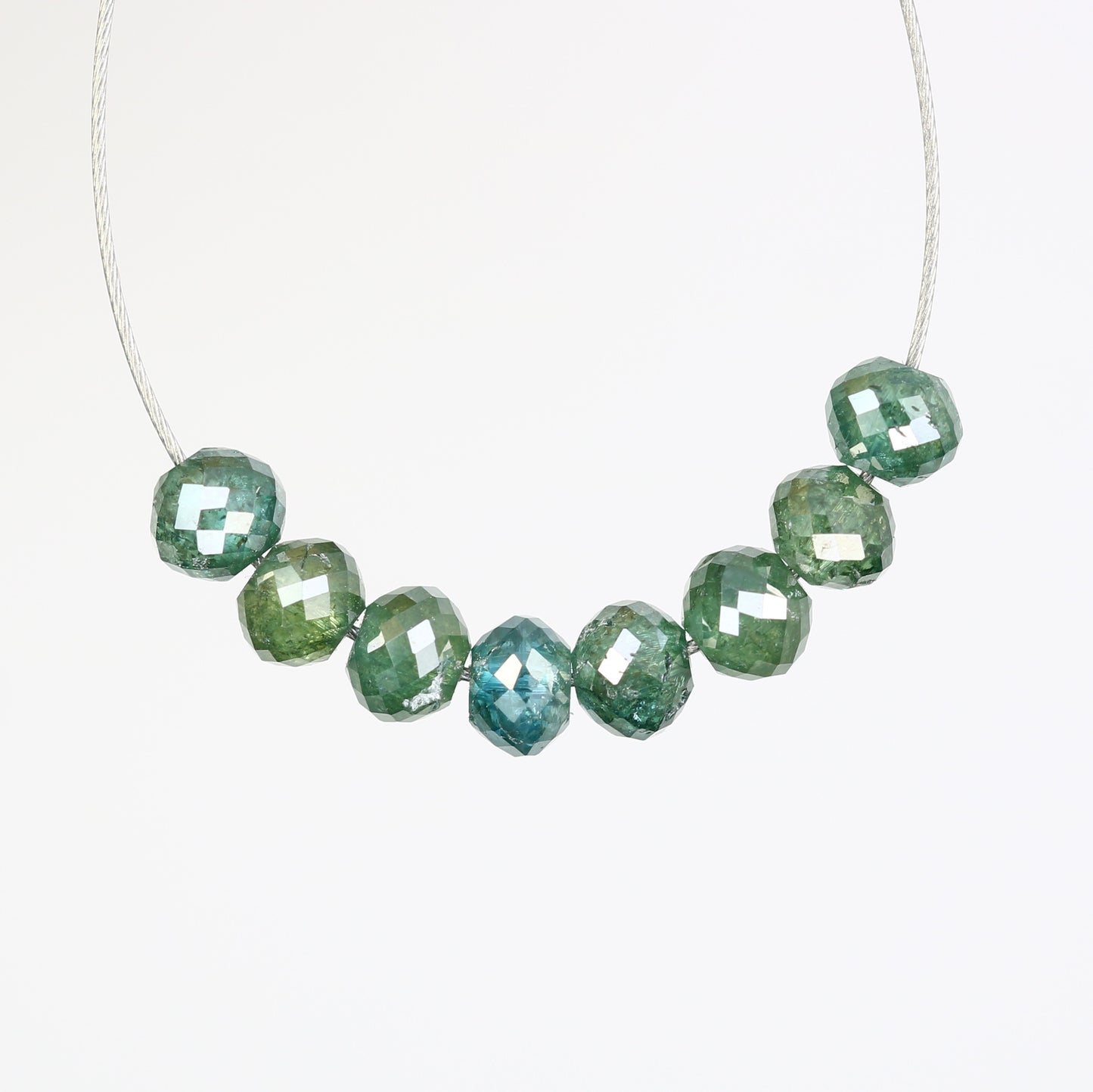 2.03 Carat Natural Loose Unique Green Color Polished Drilled Beads For Diamond Earring - JayKrishna Diamond