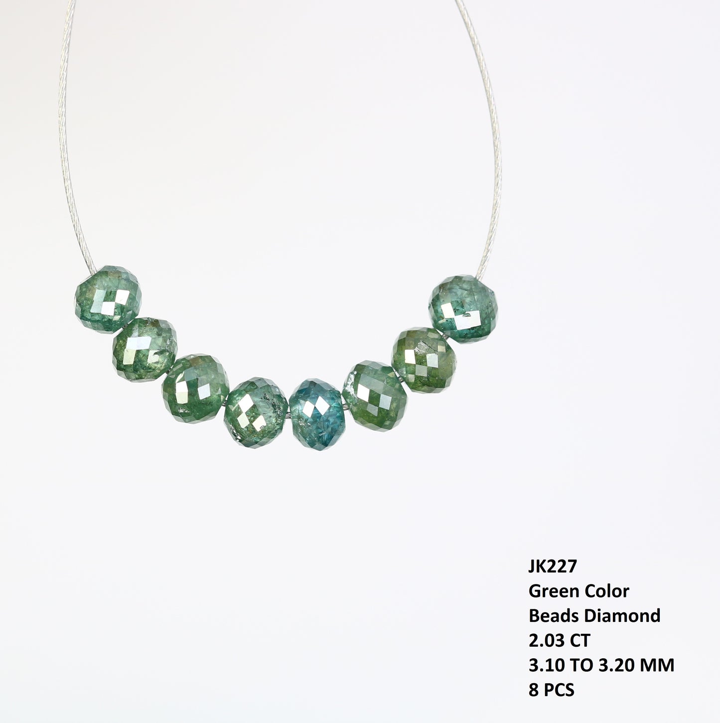 2.03 Carat Natural Loose Unique Green Color Polished Drilled Beads For Diamond Earring - JayKrishna Diamond
