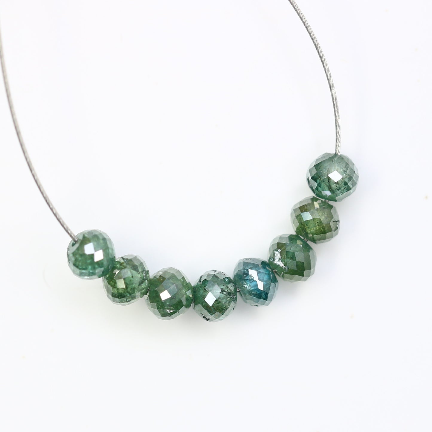 2.03 Carat Natural Loose Unique Green Color Polished Drilled Beads For Diamond Earring - JayKrishna Diamond