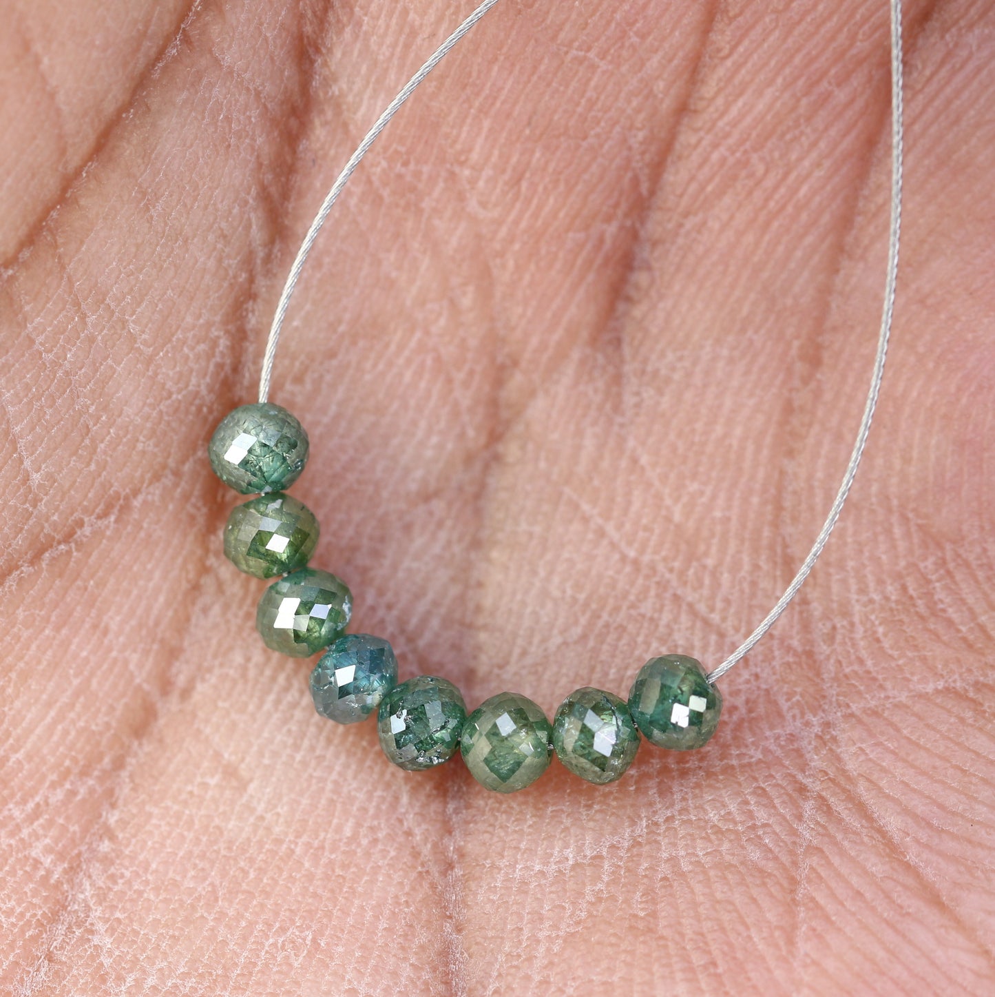 2.03 Carat Natural Loose Unique Green Color Polished Drilled Beads For Diamond Earring - JayKrishna Diamond