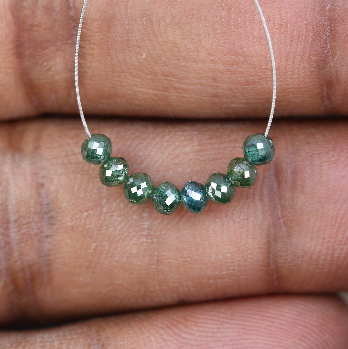 2.03 Carat Natural Loose Unique Green Color Polished Drilled Beads For Diamond Earring - JayKrishna Diamond