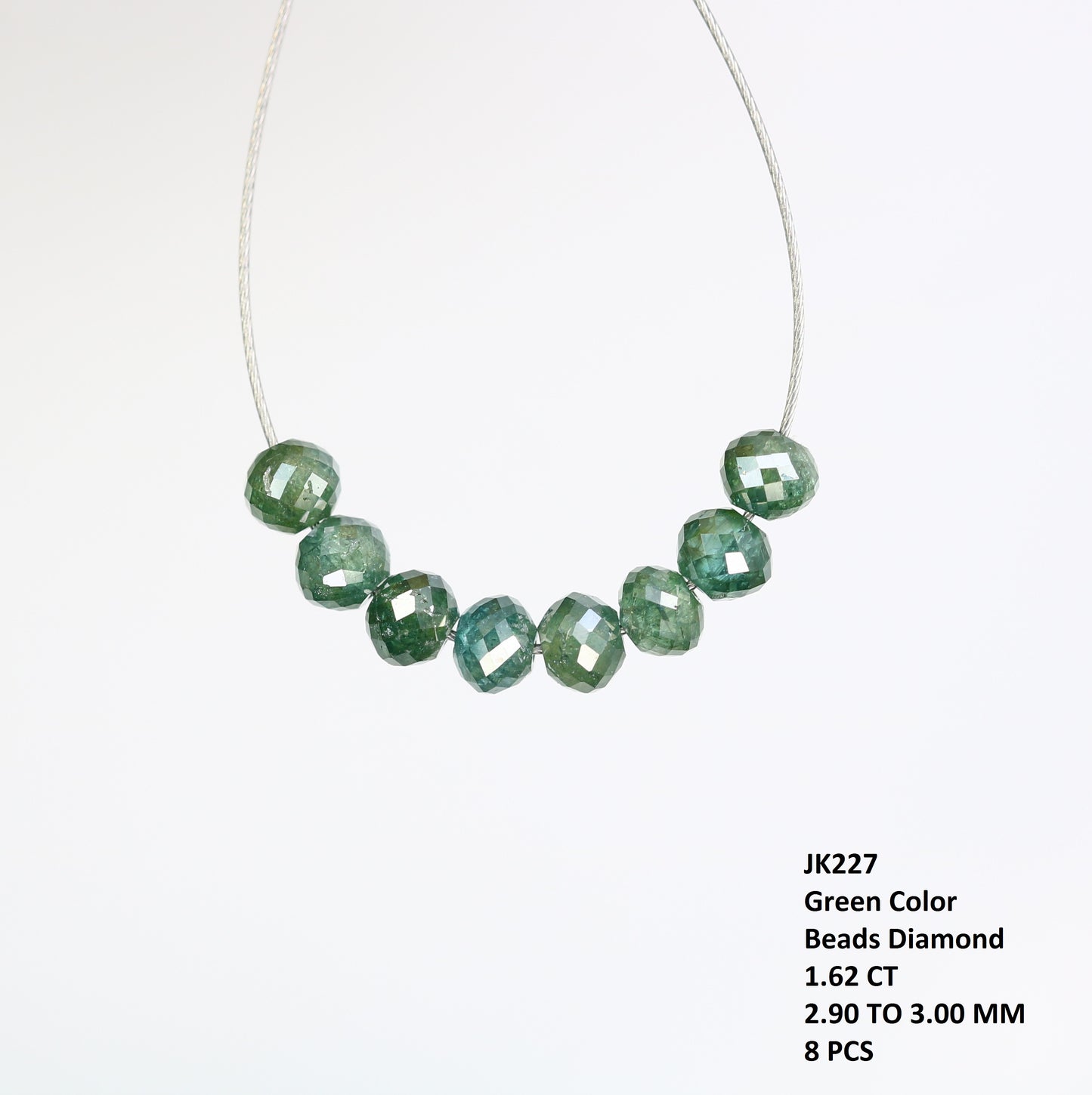 1.62 Carat Natural Loose Green Color Round Beads Diamond Bracelet - JayKrishna Diamond