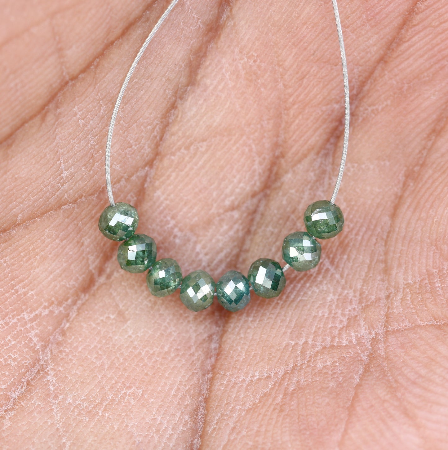 1.62 Carat Natural Loose Green Color Round Beads Diamond Bracelet - JayKrishna Diamond