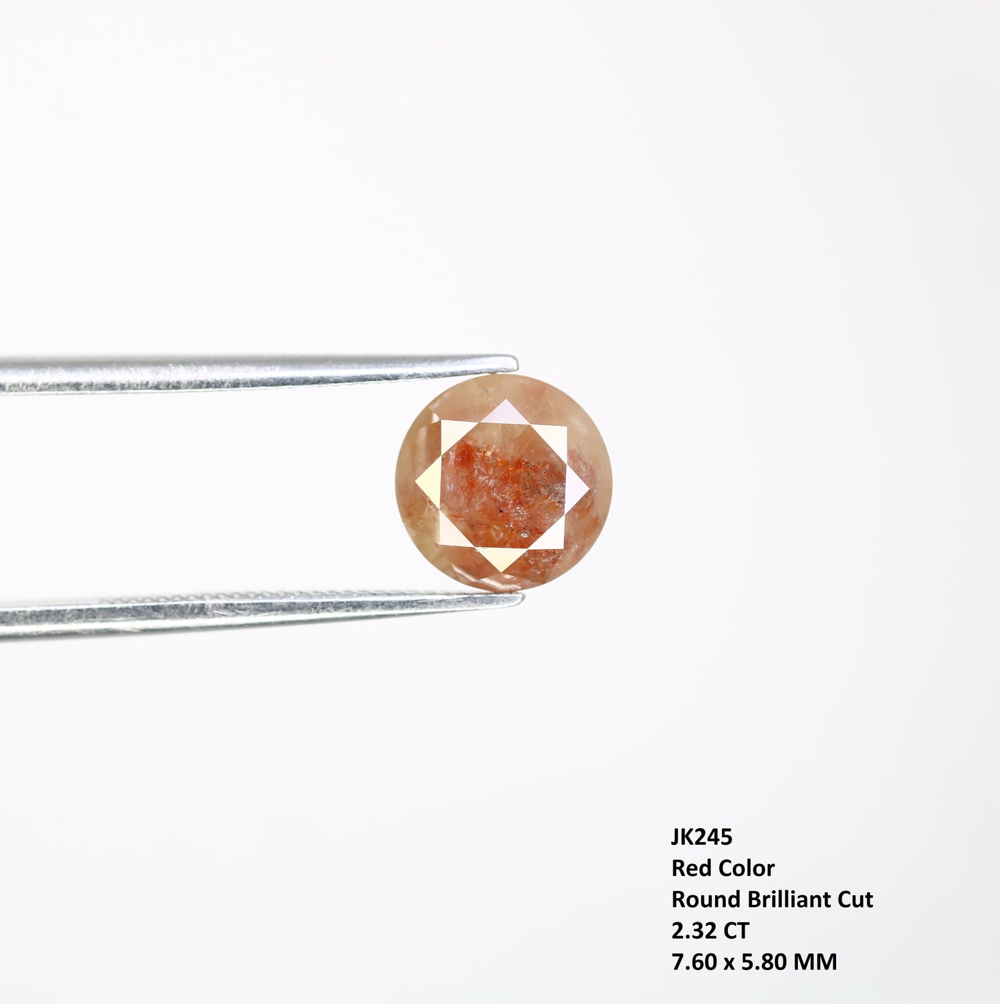 2.32 CT Fancy Red 7.60 MM Round Brilliant Cut Diamond For Statement Ring - JayKrishna Diamond
