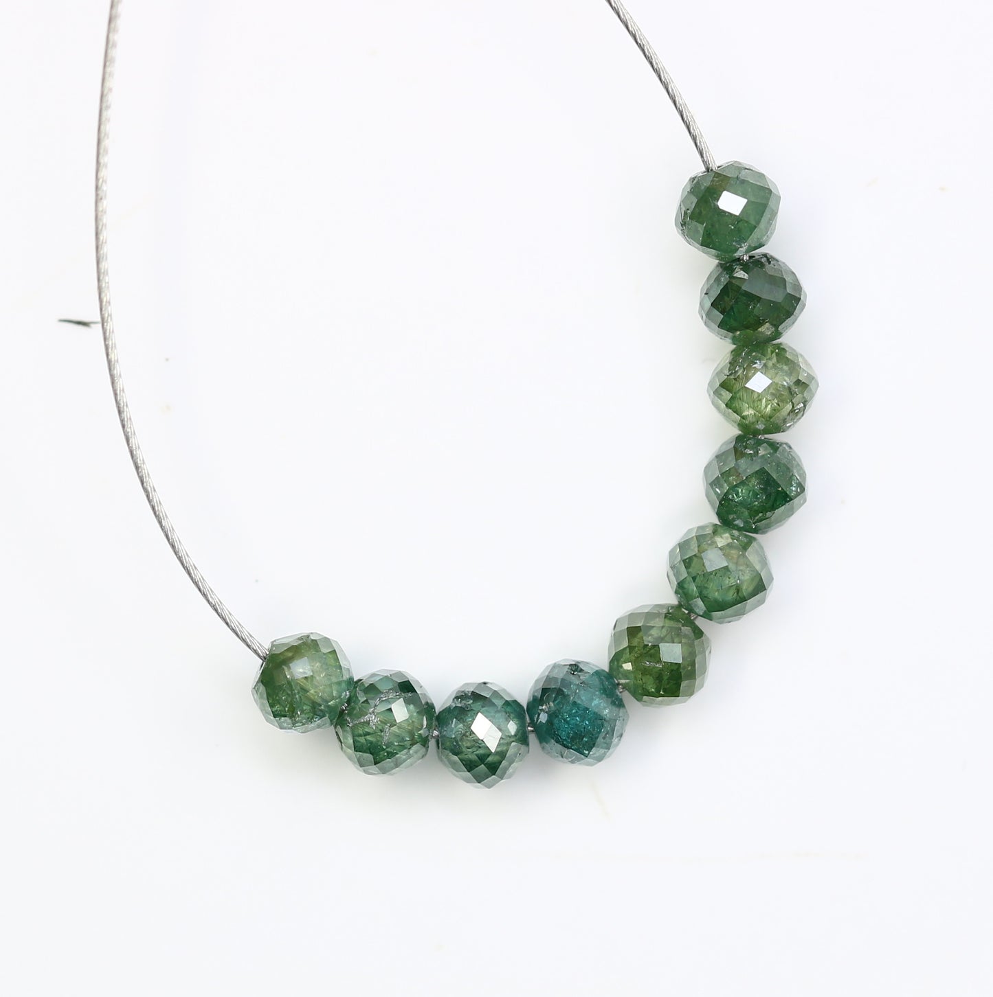 1.87 Carat Fancy Green Color Loose Round Polished Drilled Beads For Diamond Necklace - JayKrishna Diamond