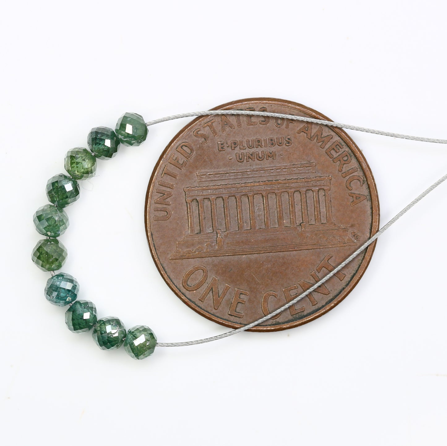 1.87 Carat Fancy Green Color Loose Round Polished Drilled Beads For Diamond Necklace - JayKrishna Diamond