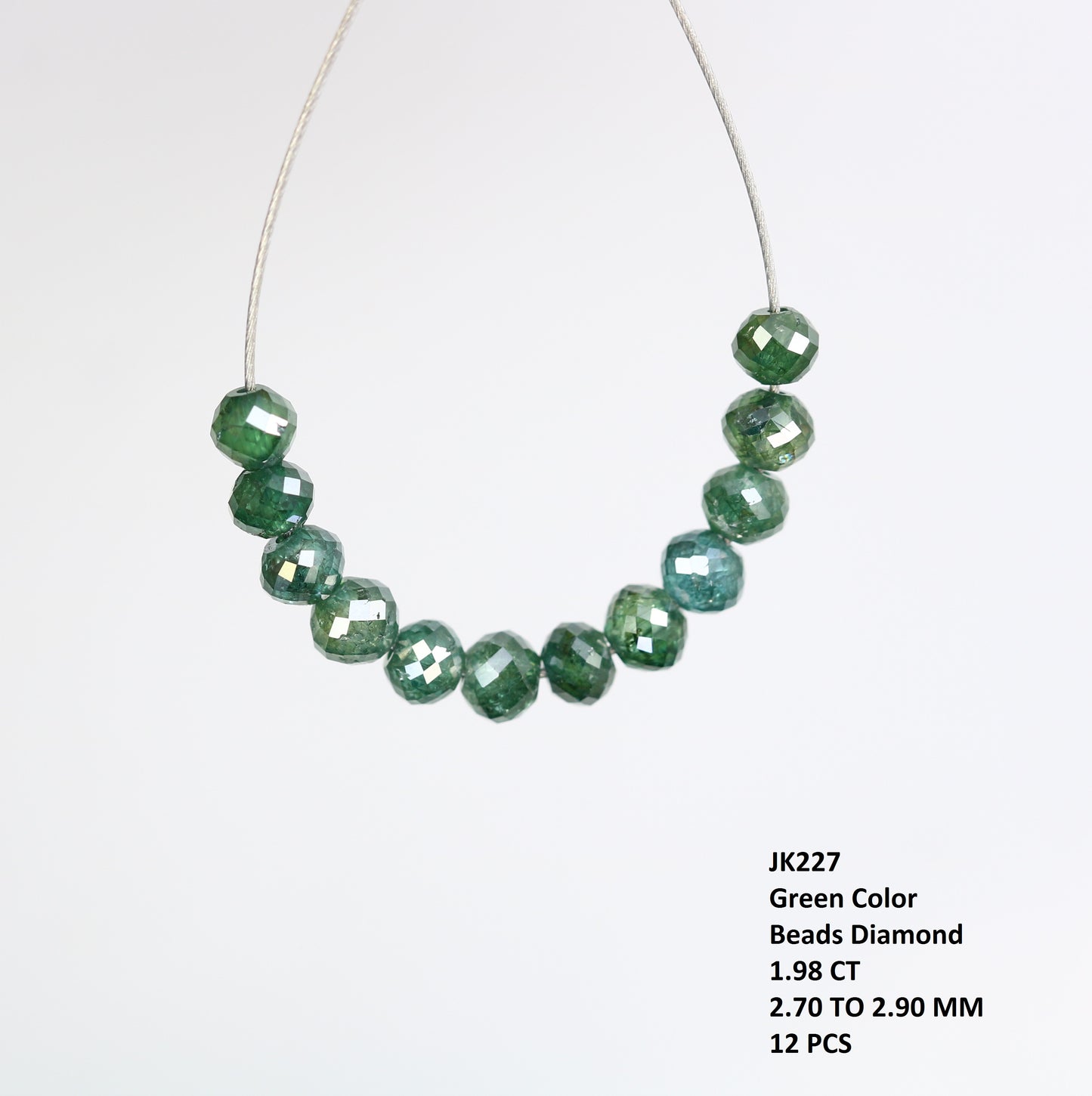 1.98 Carat Natural Loose Green Round Polished Beads For Diamond Earring - JayKrishna Diamond