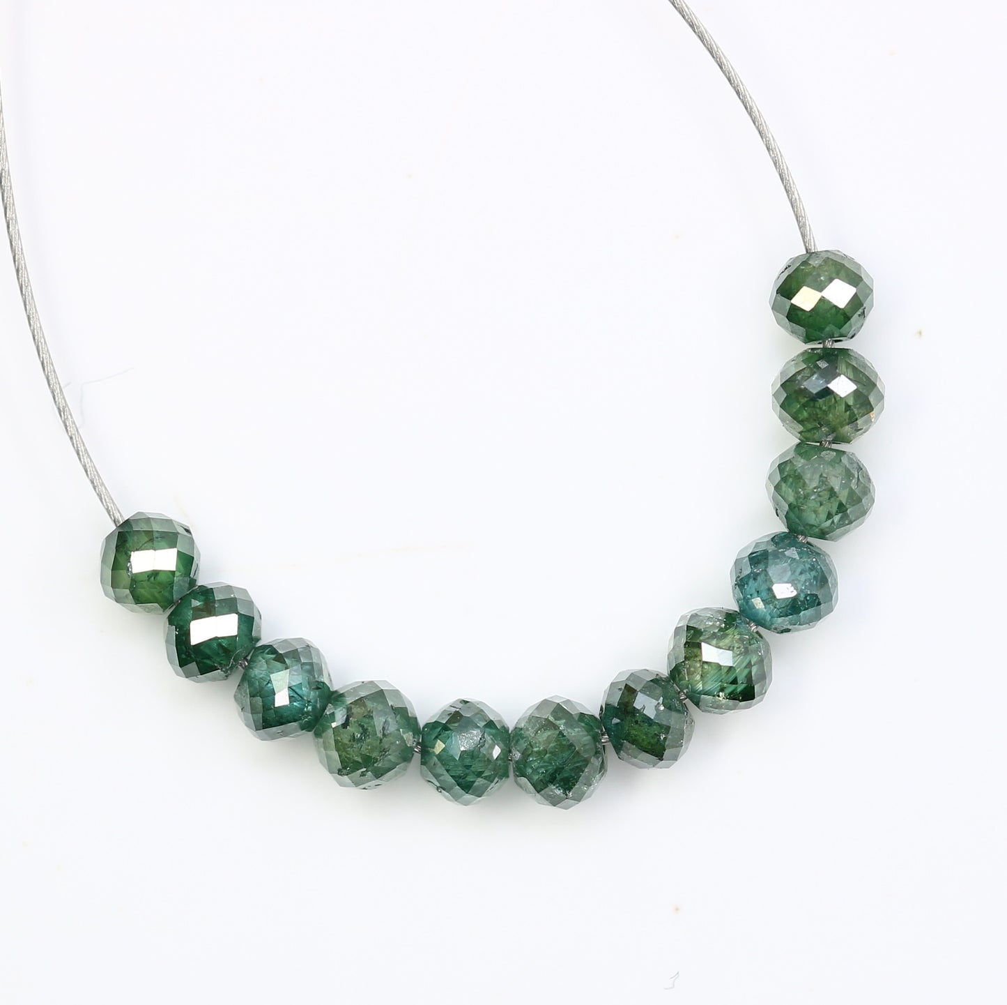 1.98 Carat Natural Loose Green Round Polished Beads For Diamond Earring - JayKrishna Diamond