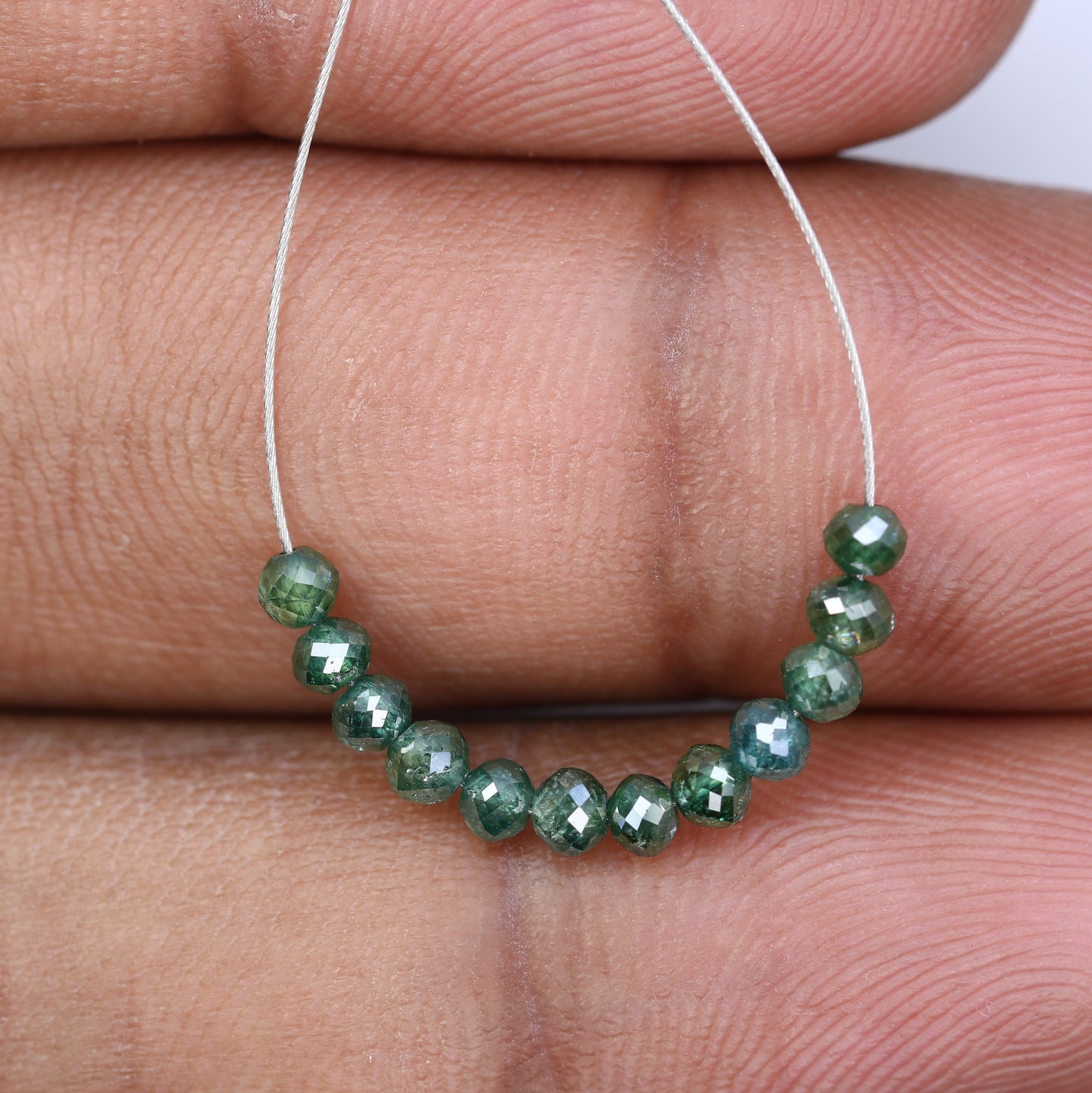 1.98 Carat Natural Loose Green Round Polished Beads For Diamond Earring - JayKrishna Diamond