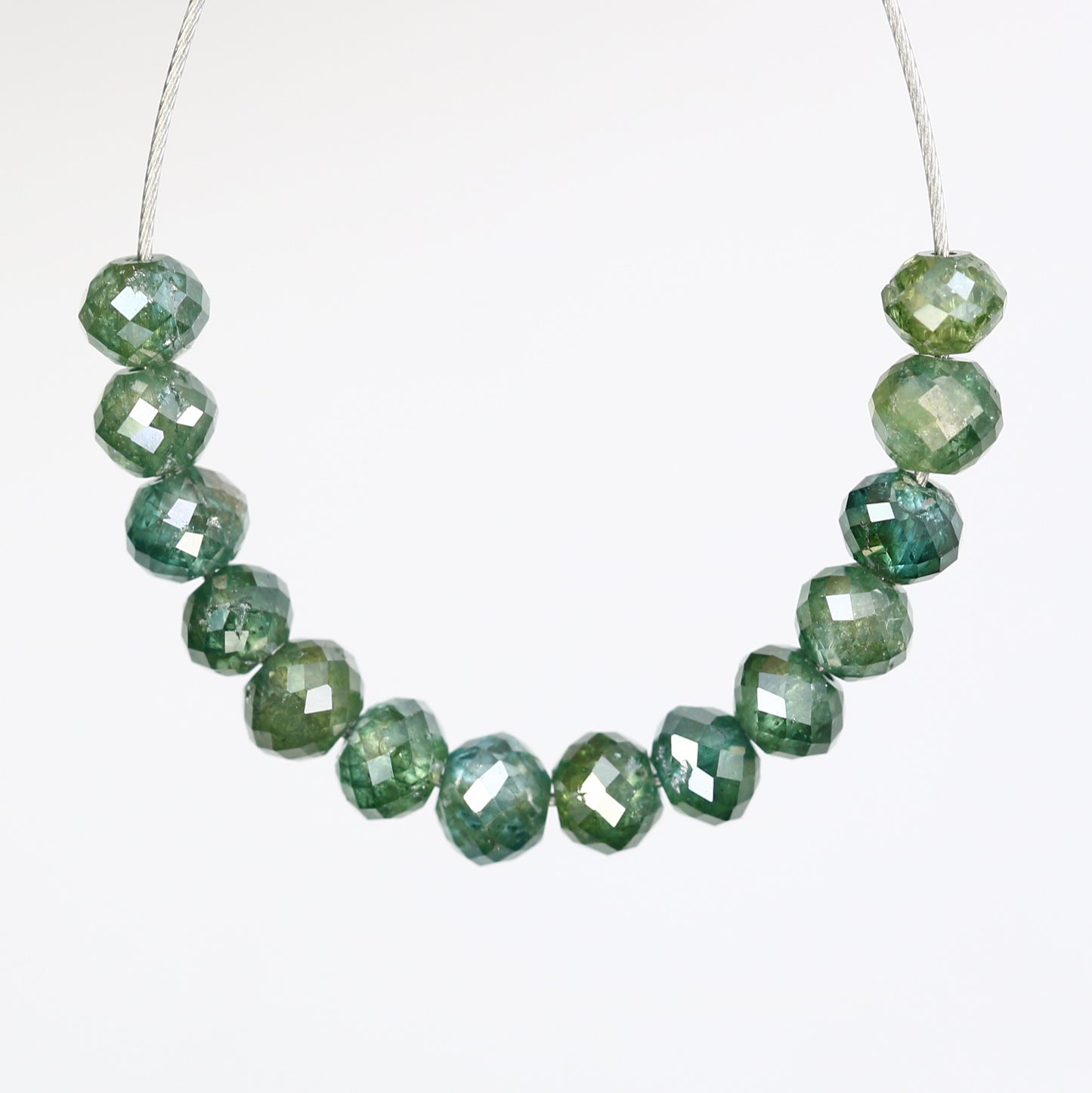 2.32 Carat Fancy Green Color Loose Round Beads For Diamond Necklace - JayKrishna Diamond