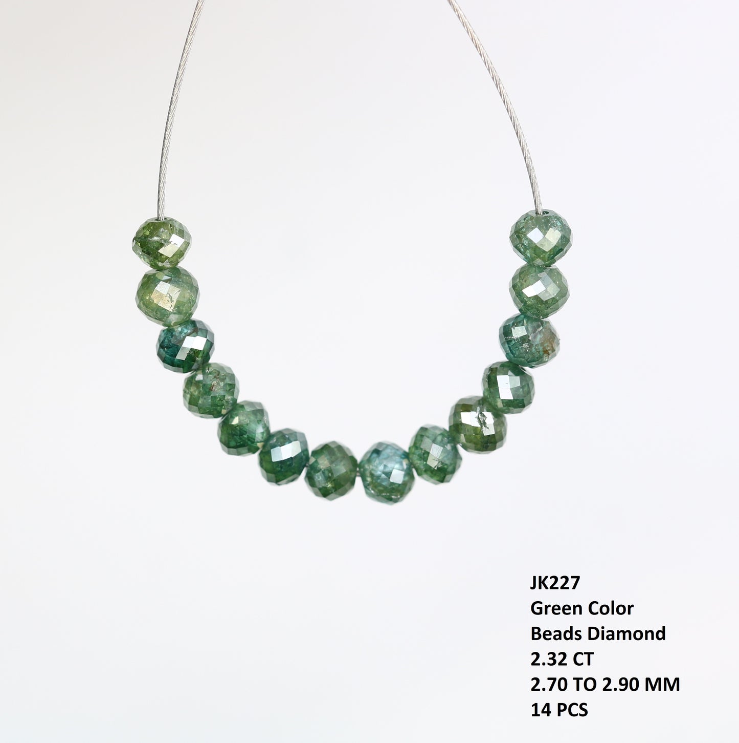 2.32 Carat Fancy Green Color Loose Round Beads For Diamond Necklace - JayKrishna Diamond
