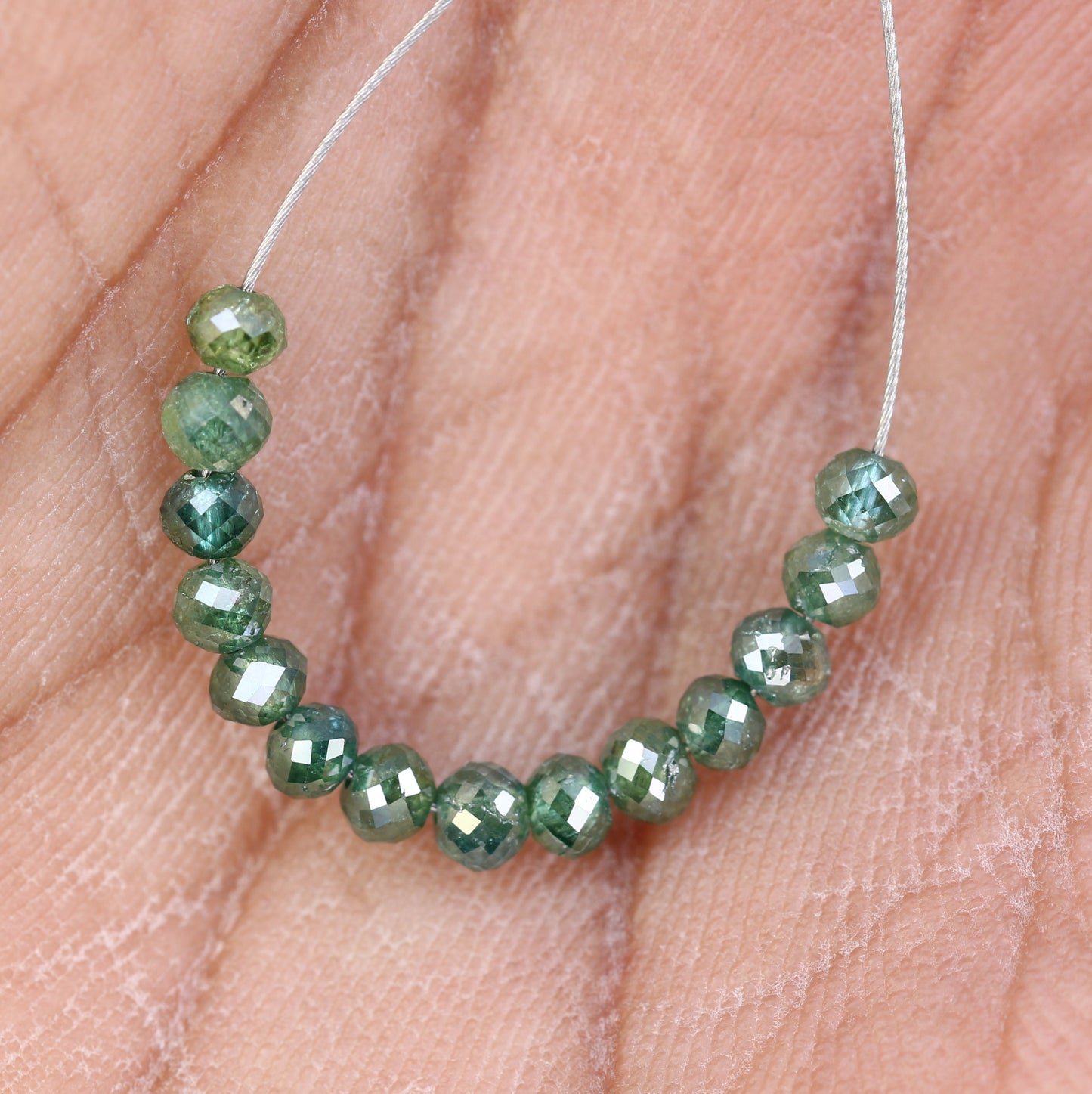 2.32 Carat Fancy Green Color Loose Round Beads For Diamond Necklace - JayKrishna Diamond