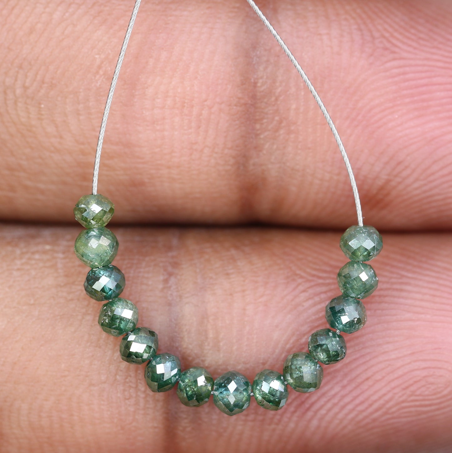 2.32 Carat Fancy Green Color Loose Round Beads For Diamond Necklace - JayKrishna Diamond