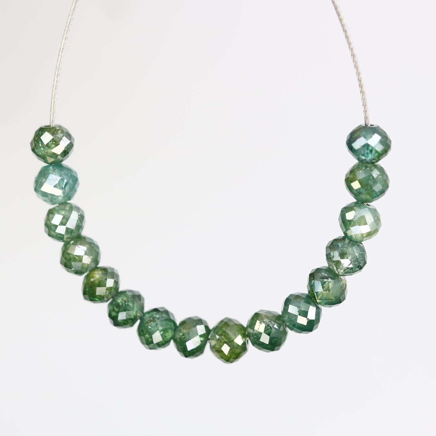 2.61 Carat Loose Round Polished Diamond Drilled Green Color Beads For Diamond Earring - JayKrishna Diamond