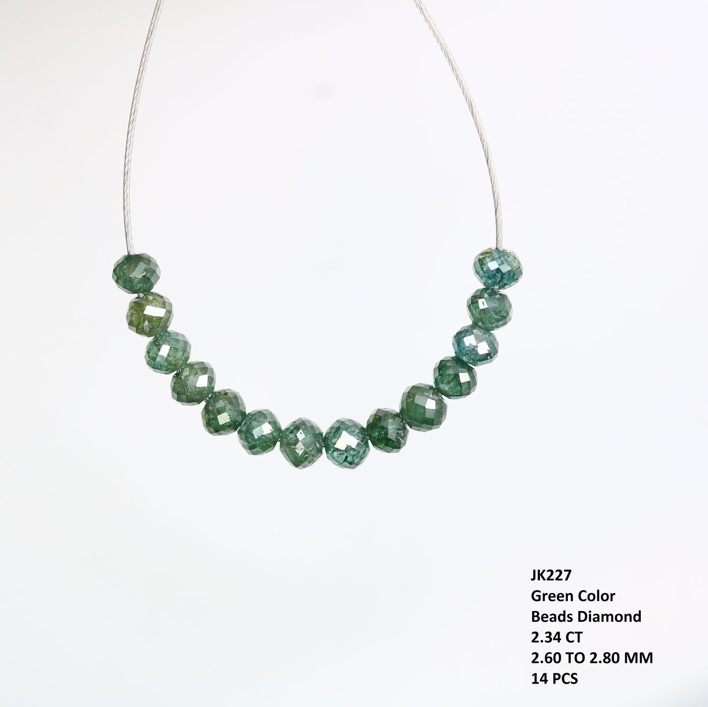 2.34 Carat Loose Fancy Green Loose Round Beads Diamond For Diamond Necklace - JayKrishna Diamond