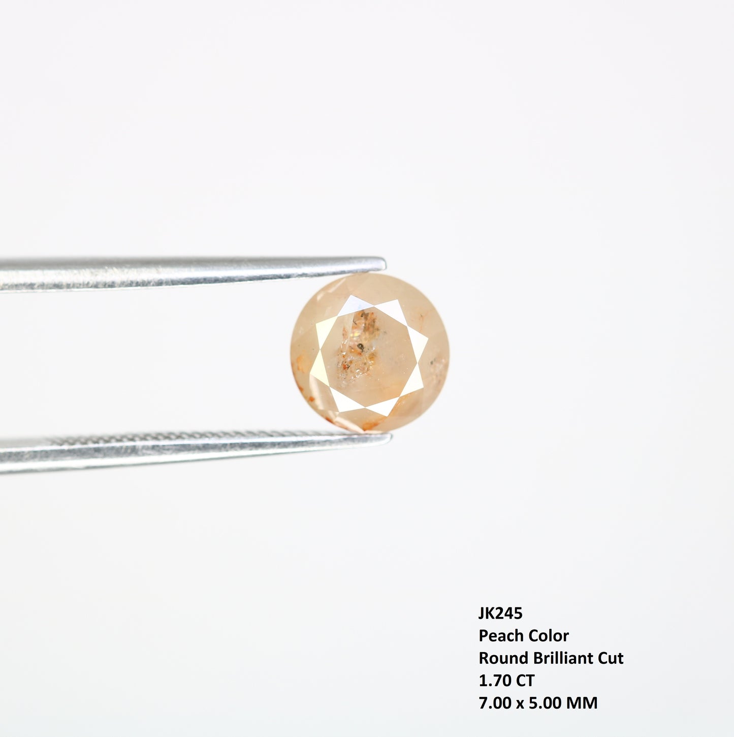 1.70 CT 7.00 MM Fancy Peach Color Round Brilliant Cut Diamond For Proposal Ring - JayKrishna Diamond
