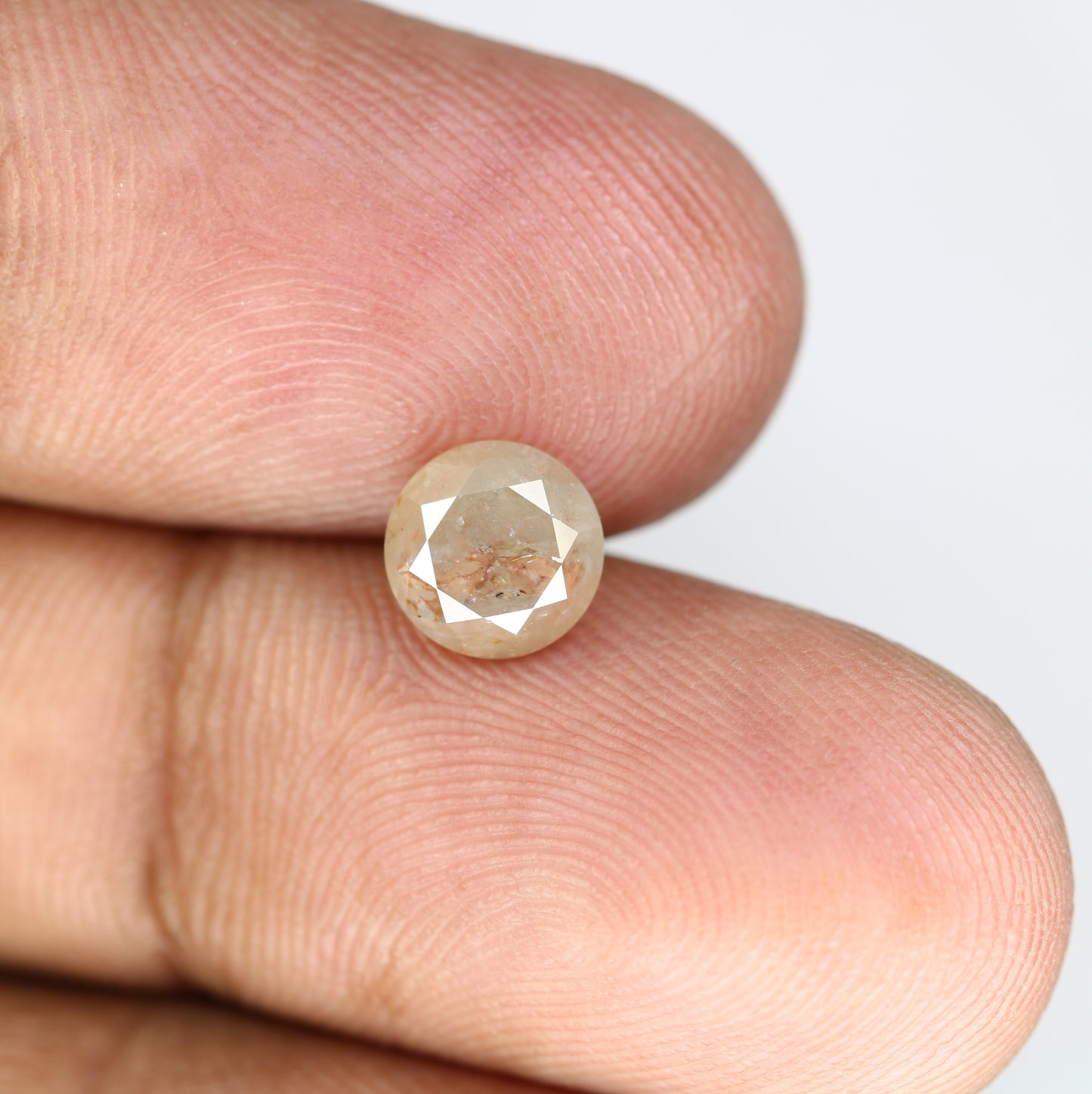 1.75 CT Fancy Peach Round Brilliant Cut 6.90 MM Diamond For Designer Jewelry - JayKrishna Diamond