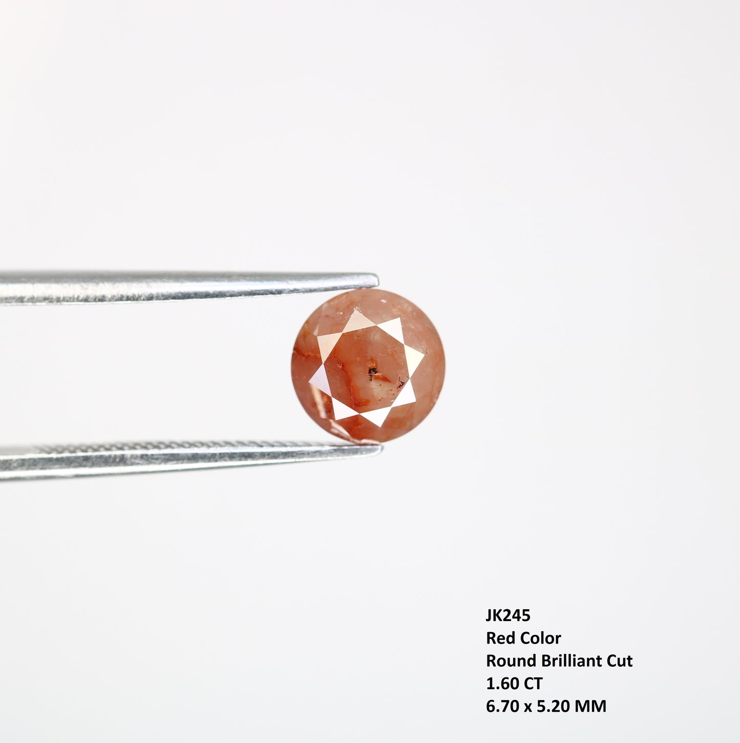 1.60 CT Red Round Brilliant Cut 6.70 MM Fancy Diamond For Designer Ring - JayKrishna Diamond