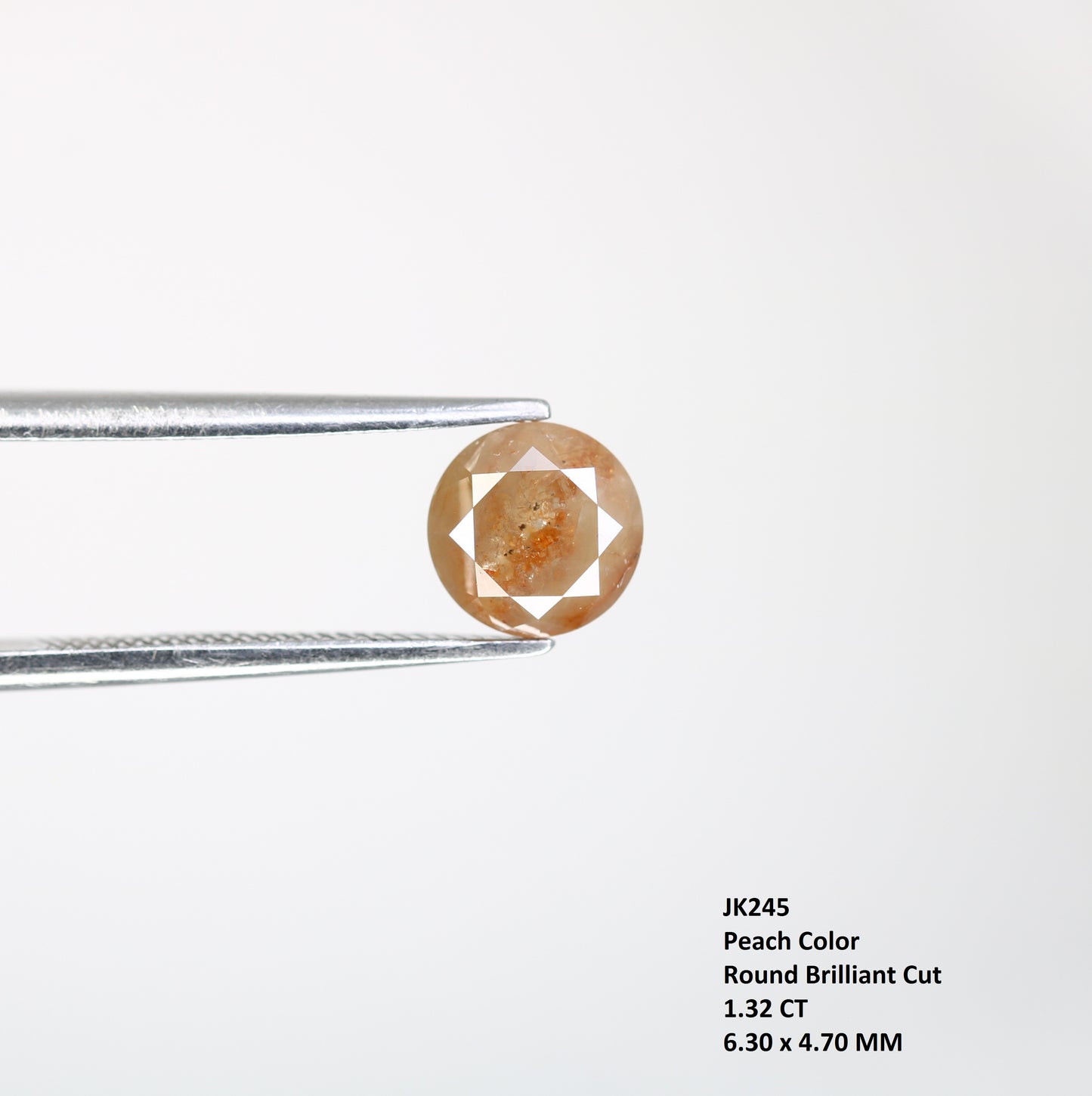 1.32 CT Round Brilliant Cut Fancy Peach 6.30 MM Diamond For Designer Jewelry - JayKrishna Diamond