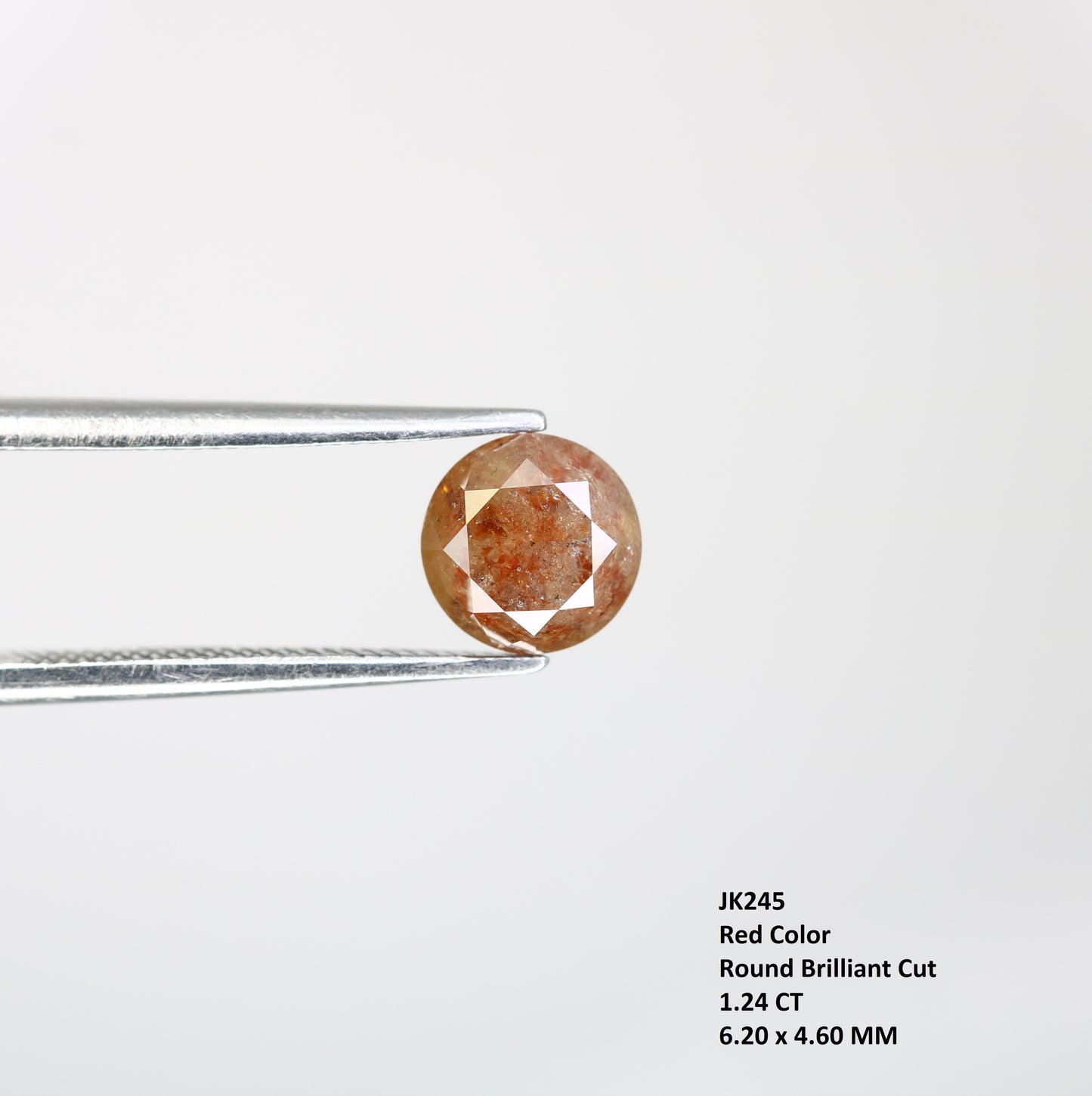 1.24 CT Natural Fancy Red 6.20 MM Round Brilliant Cut Diamond For Designer Ring - JayKrishna Diamond