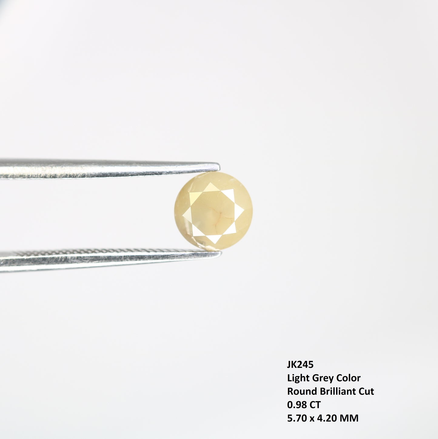 0.98 CT Loose Light Grey 5.70 MM Round Brilliant Cut Natural Diamond For Statement Ring - JayKrishna Diamond