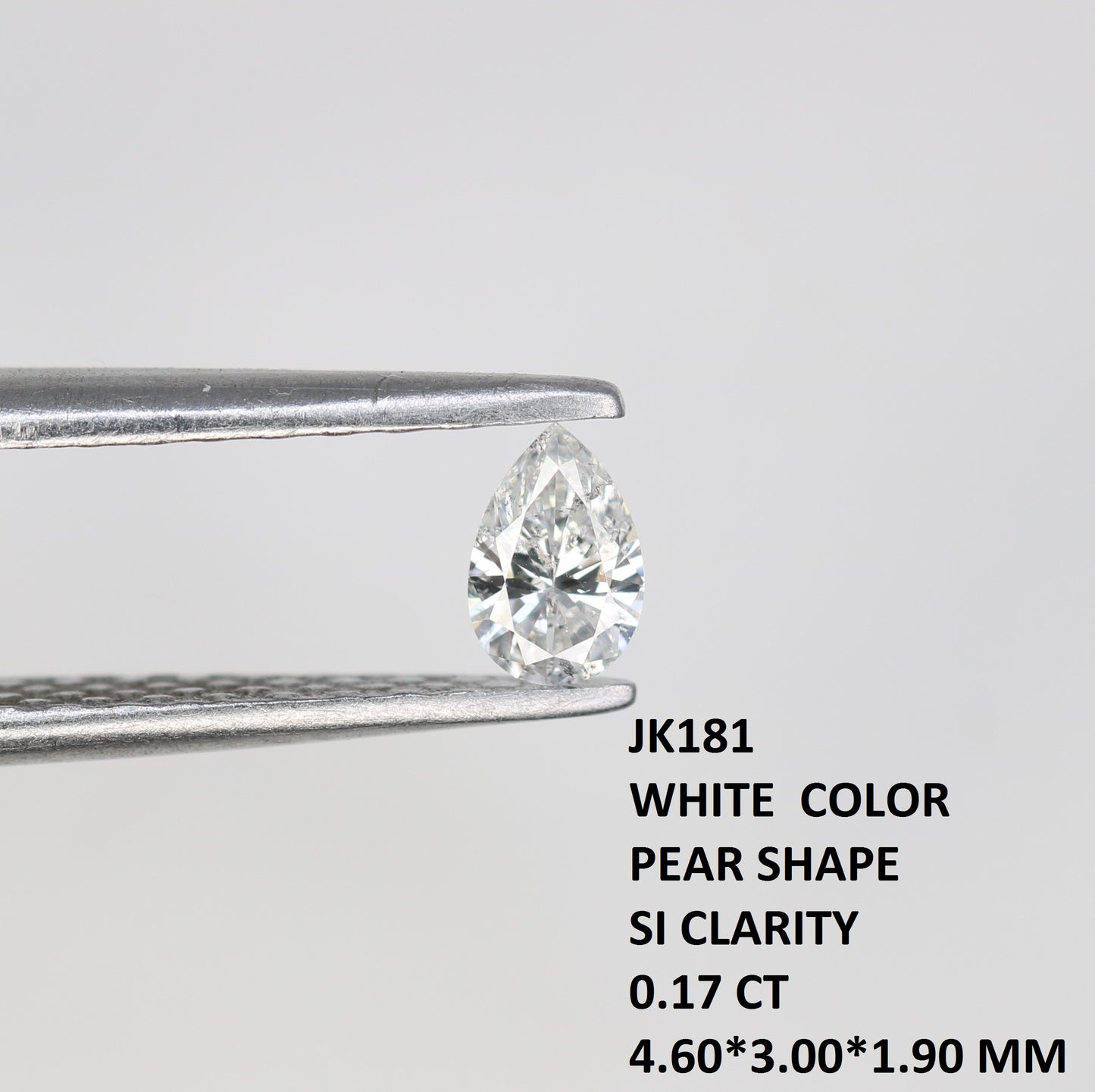 0.17 CT Pear Cut Natural White Salt and Pepper Diamond - Ideal for Engagement Rings, Necklaces, Earrings, and Custom Jewelry - JayKrishna Diamond
