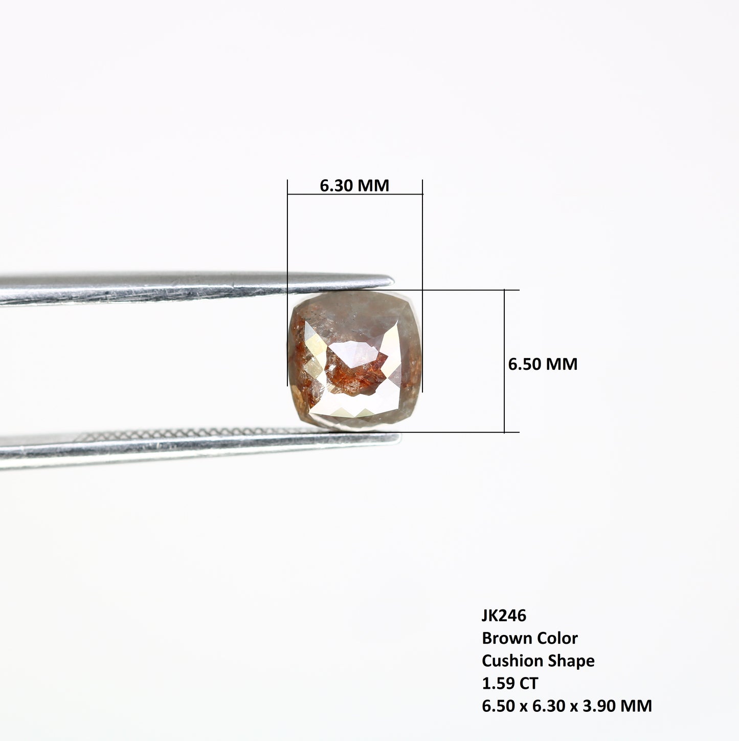 1.59 CT Brown Color Loose Cushion Shape 6.50 MM Diamond For Engagement Ring - JayKrishna Diamond