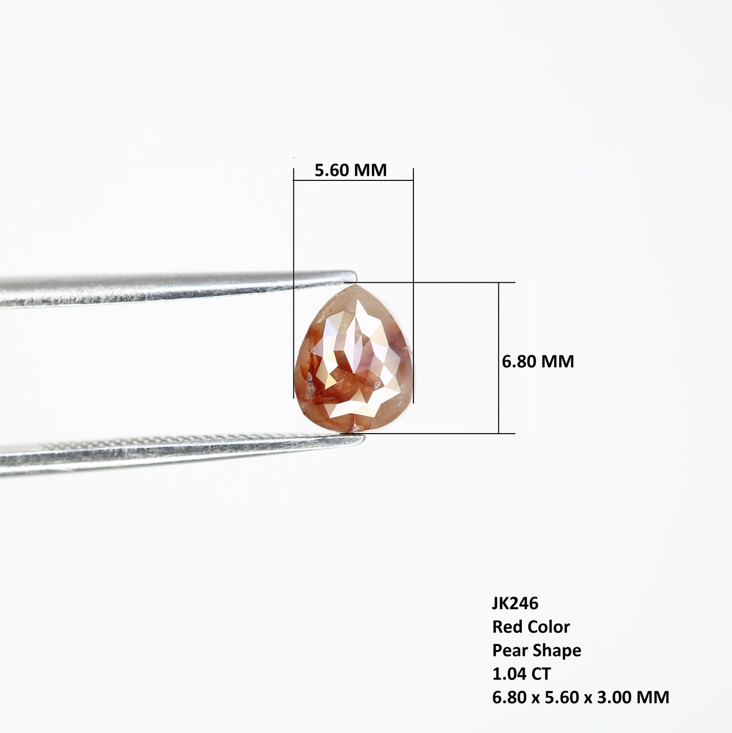 1.04 Carat Natural Loose Red Color Pear Shaped 6.80 MM Diamond For Engagement Ring - JayKrishna Diamond