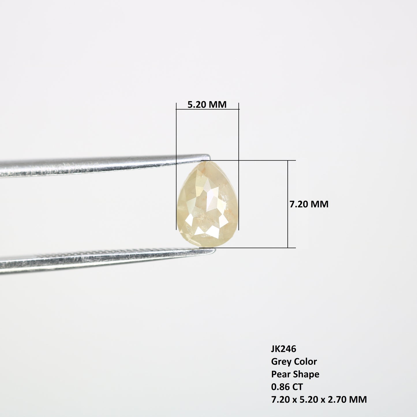 0.86 CT Natural Loose Grey 7.20 MM Pear Shaped Diamond For Statement Ring - JayKrishna Diamond