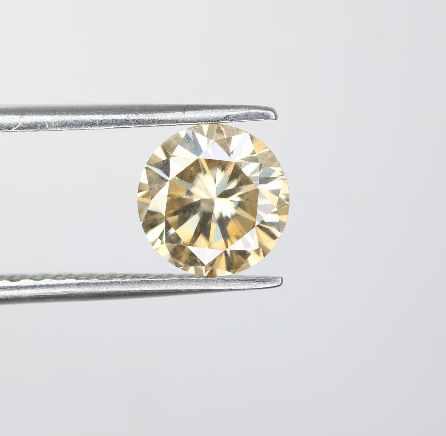 1.26 CT Moissanite Round Brilliant Cut Light Orange Diamond For Engagement Ring - JayKrishna Diamond