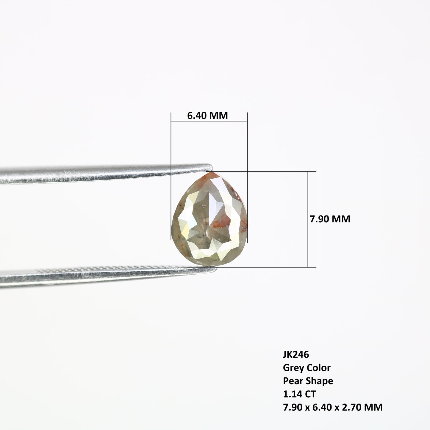 1.14 CT Natural Pear Shaped 7.90 MM Grey Diamond For Antique Jewelry - JayKrishna Diamond