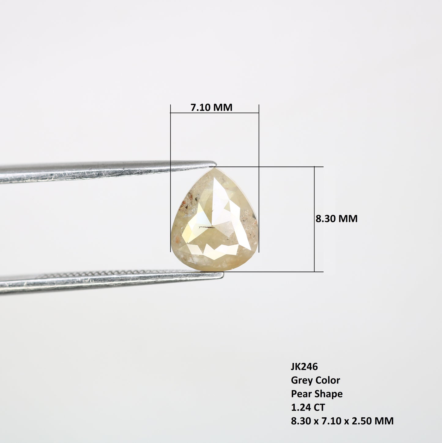 1.24 Carat Loose Grey Pear Shaped 8.30 MM Diamond For Promise Ring - JayKrishna Diamond