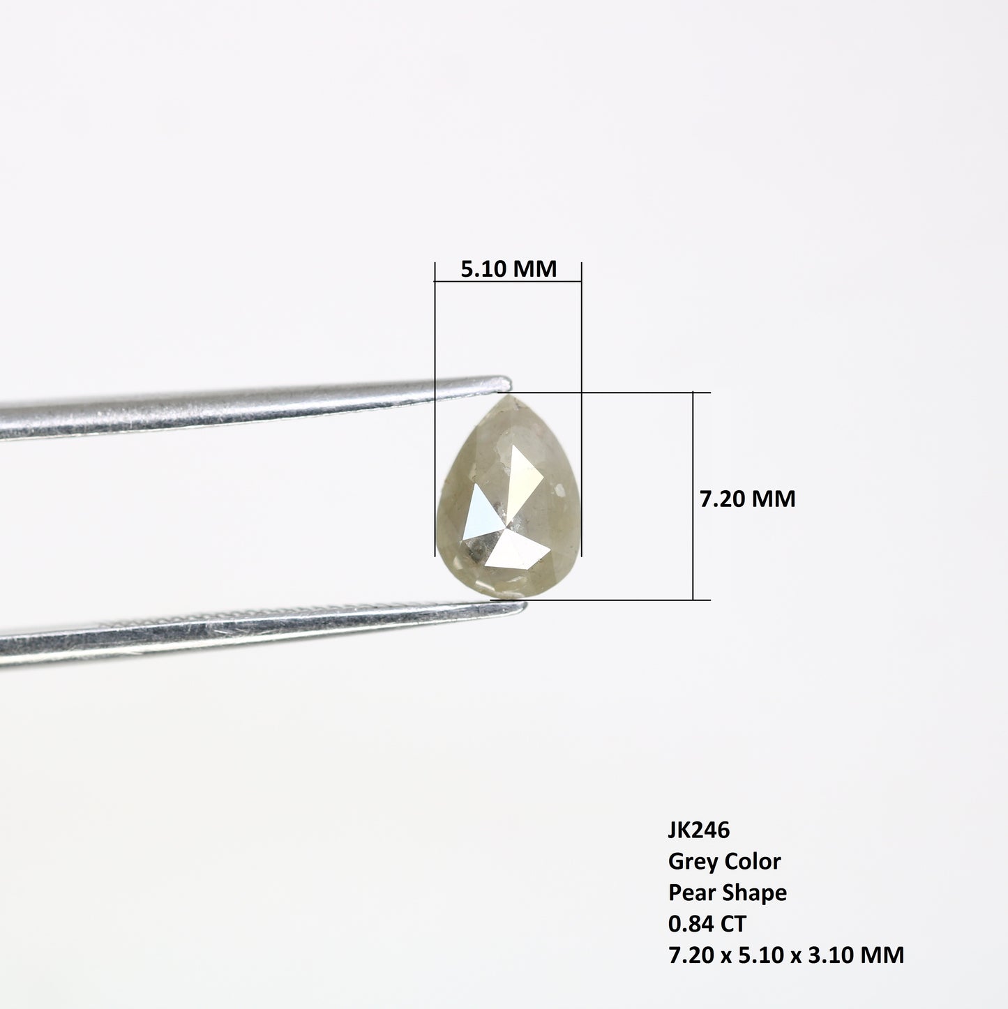 0.84 CT 7.20 MM Pear Shaped Natural Grey Color Fancy Diamond For Designer Ring - JayKrishna Diamond