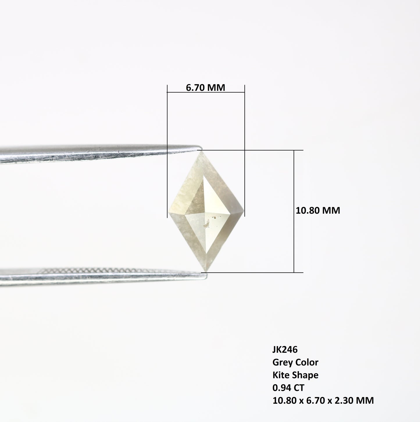 0.94 CT 10.80 MM Kite Shaped Loose Natural Grey Diamond For Designer Jewelry - JayKrishna Diamond