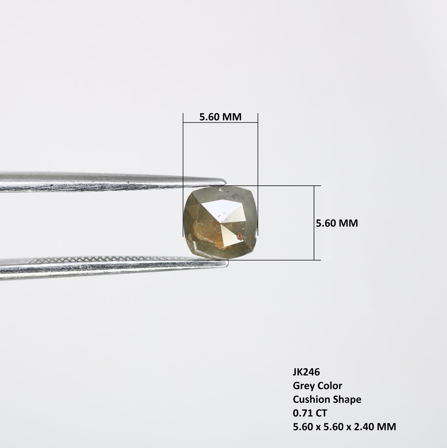 0.71 CT Polished Cushion Shape Fancy 5.60 MM Grey Diamond For Designer Jewelry - JayKrishna Diamond