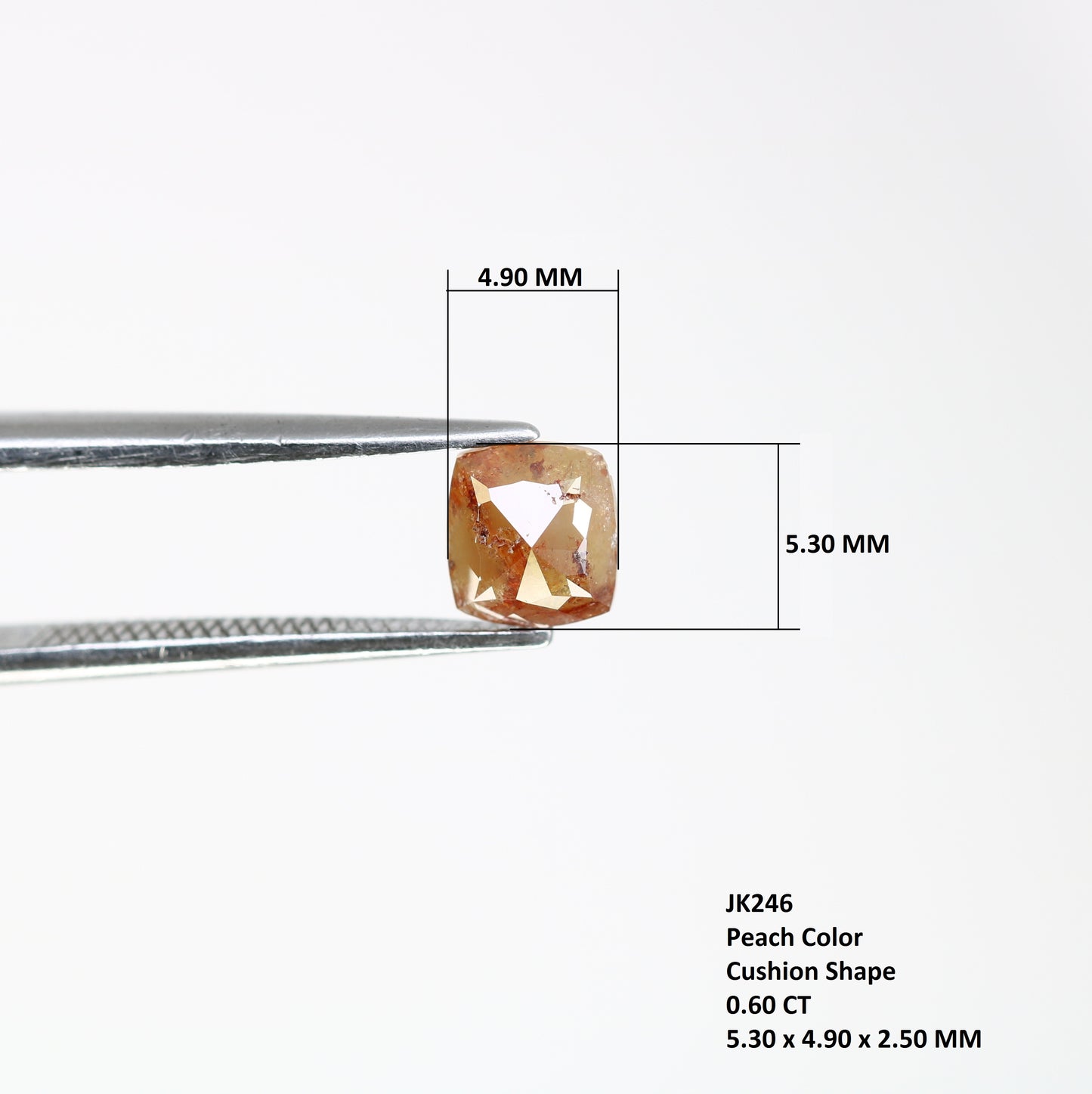 0.60 CT Unique Peach Cushion Shape Diamond (5.30 MM) for Exquisite Designer Jewelry: Elegant Gemstone Gift Idea - JayKrishna Diamond