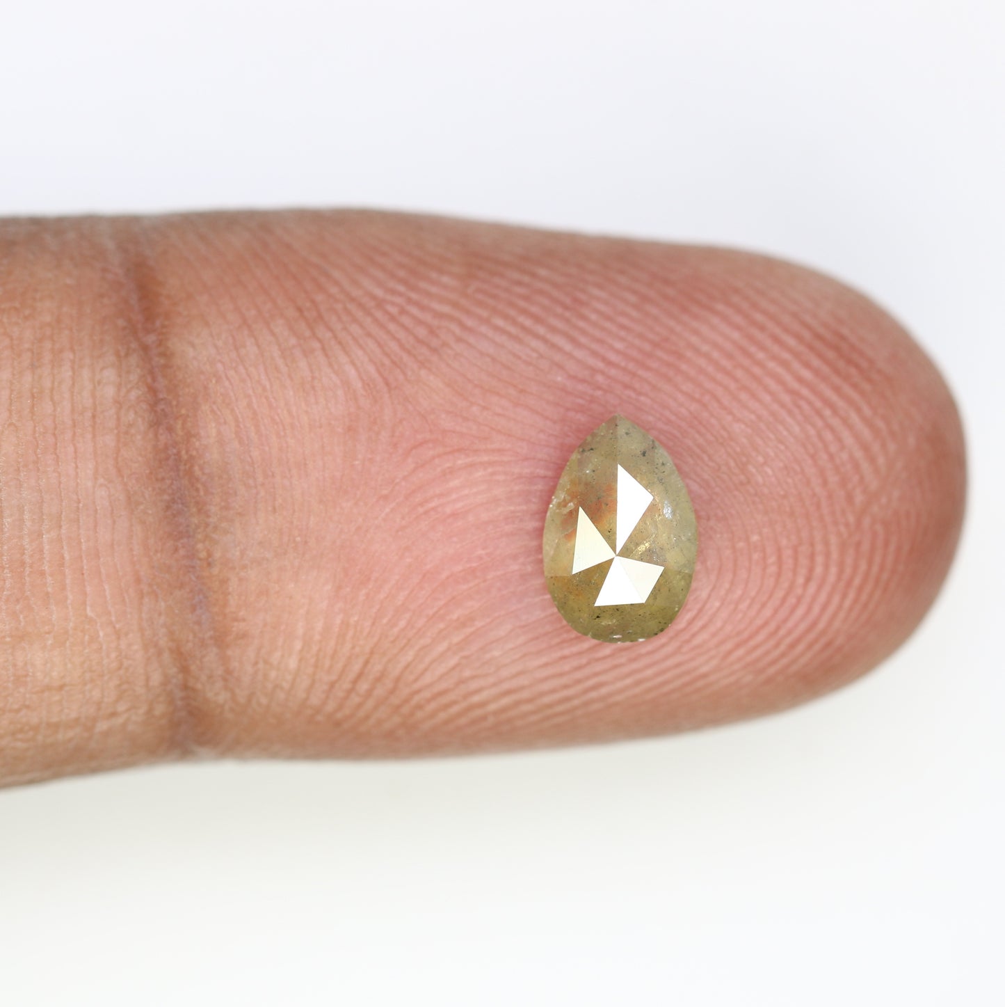0.65 Carat Natural Green Rustic Pear Shape Diamond (7.40 MM) for Wedding Ring - Unique Gemstone for Custom Bridal Jewelry - JayKrishna Diamond