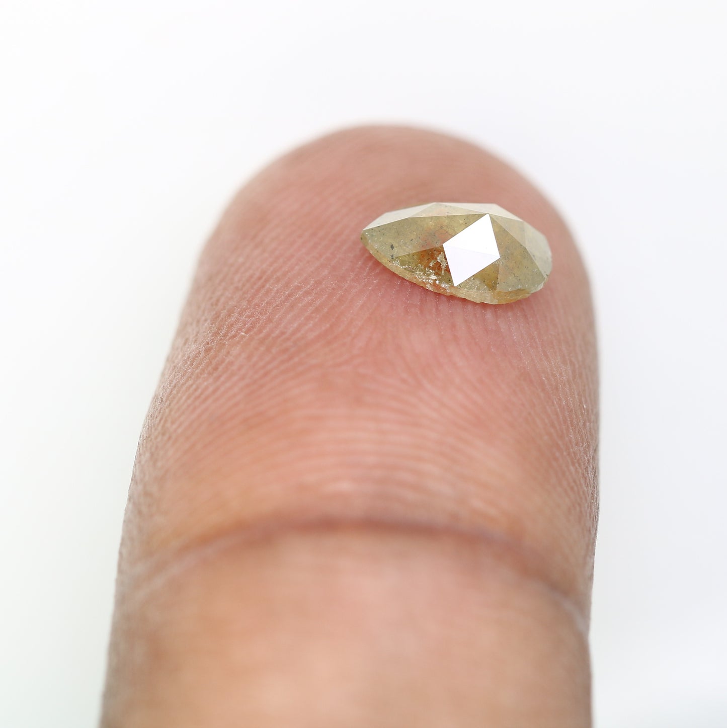 0.65 Carat Natural Green Rustic Pear Shape Diamond (7.40 MM) for Wedding Ring - Unique Gemstone for Custom Bridal Jewelry - JayKrishna Diamond