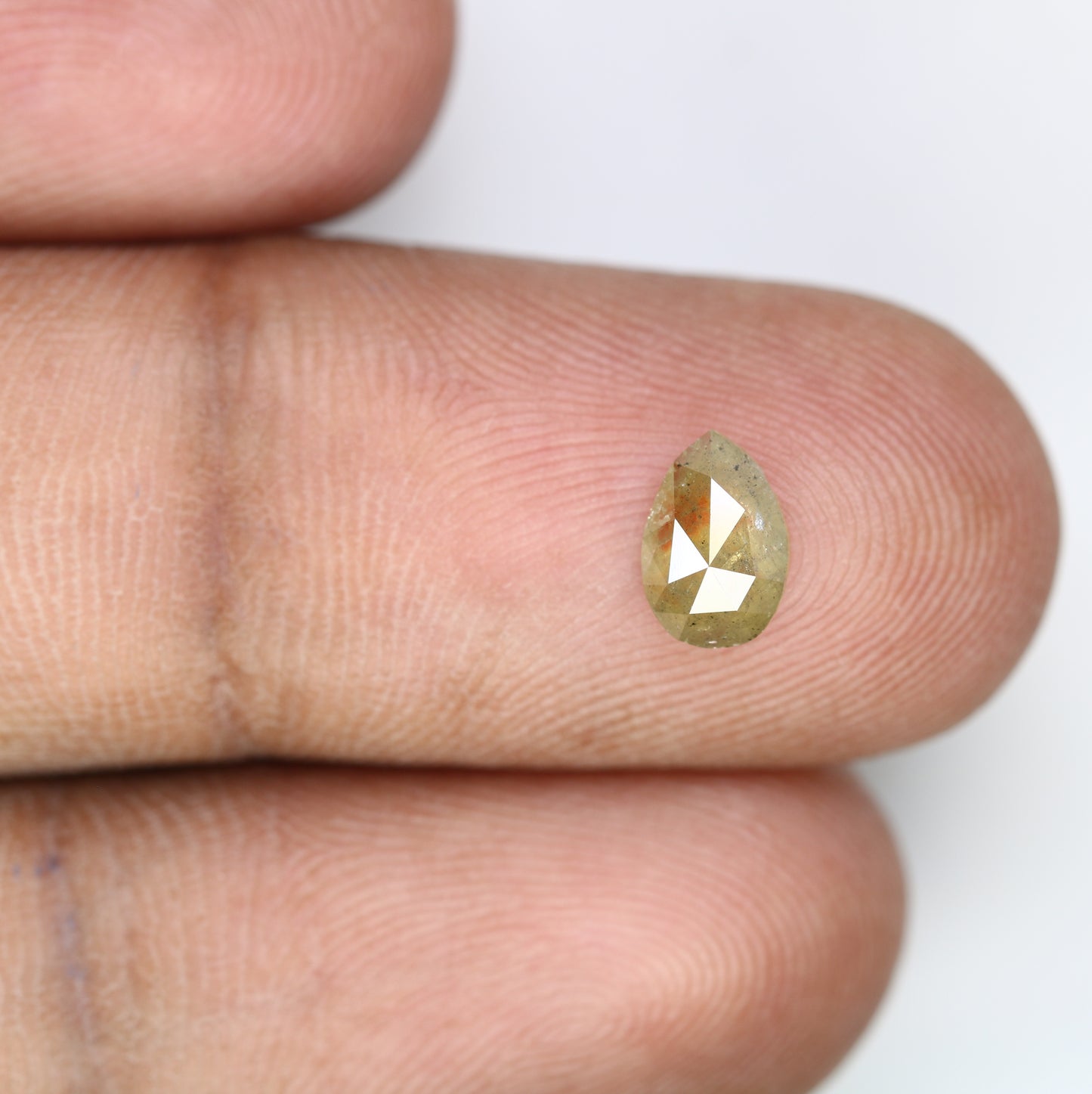 0.65 Carat Natural Green Rustic Pear Shape Diamond (7.40 MM) for Wedding Ring - Unique Gemstone for Custom Bridal Jewelry - JayKrishna Diamond