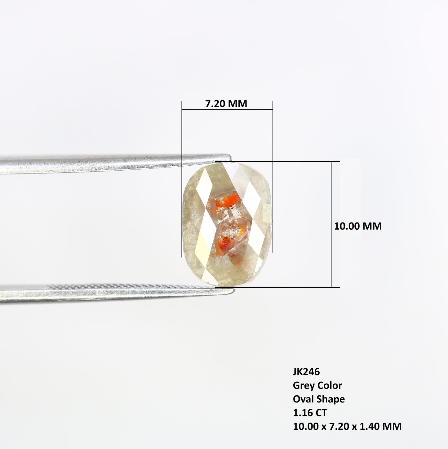 1.16 CT 10.00 MM Oval Shape Loose Grey Natural Diamond For Engagement Ring - JayKrishna Diamond