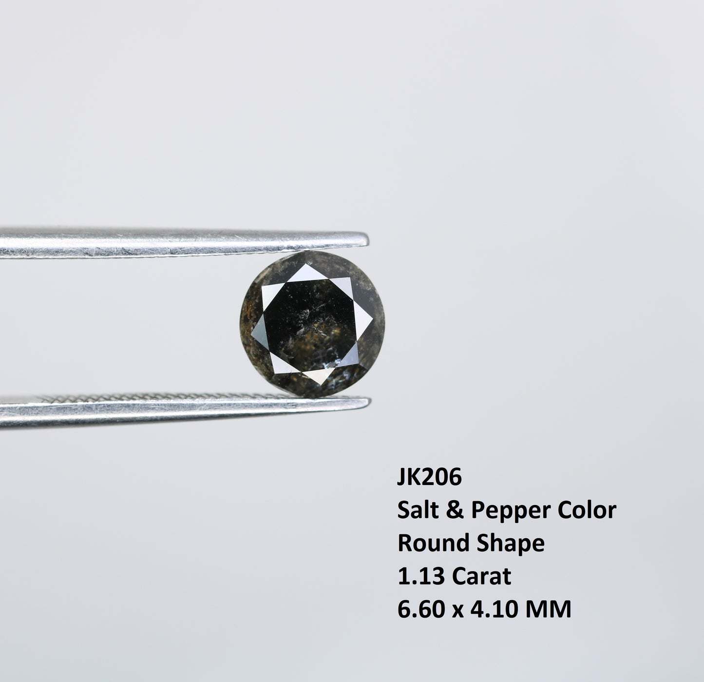 1.13 CT Round Brilliant Cut Salt and Pepper Diamond For Engagement Ring - JayKrishna Diamond
