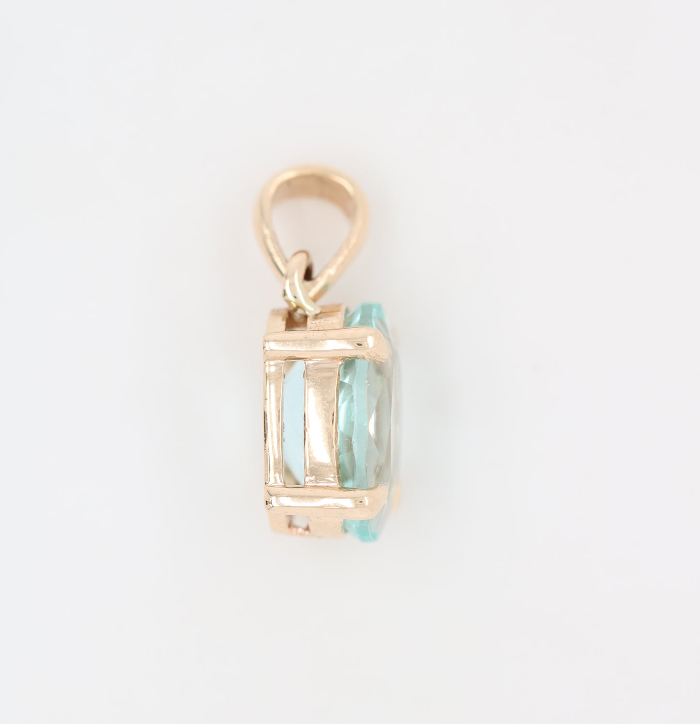 Green Aquamarine Oval Stone Pendant With 10K Yellow Gold Pendant Gift For Her - JayKrishna Diamond