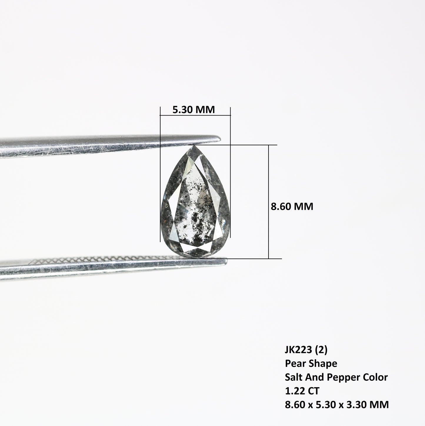 Loose Pear Cut Diamond 1.22 Carat Natural Salt And Pepper Diamond For Engagement Ring - JayKrishna Diamond