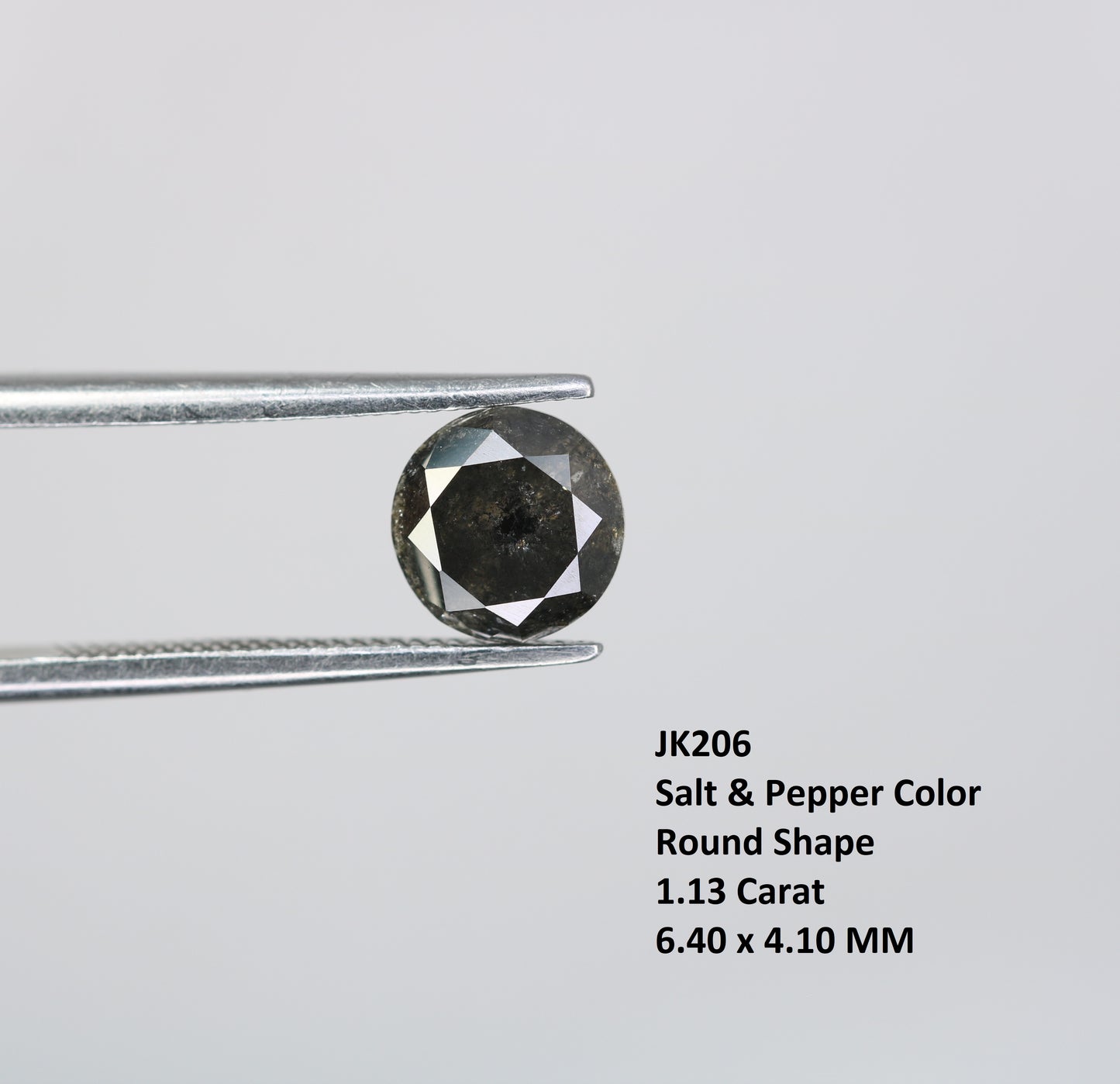 1.13 CT Loose Round Brilliant Cut Fancy Salt And Pepper Natural Diamond For Engagement Ring - JayKrishna Diamond
