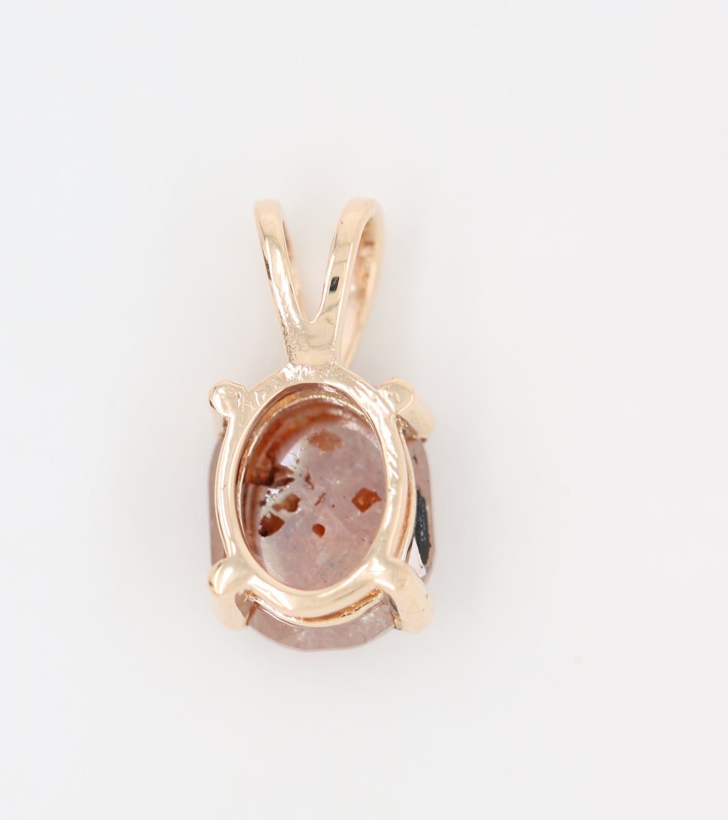 Oval Shape Peach Diamond Pendant with 10K Yellow Gold Pendant Gift For Her - JayKrishna Diamond