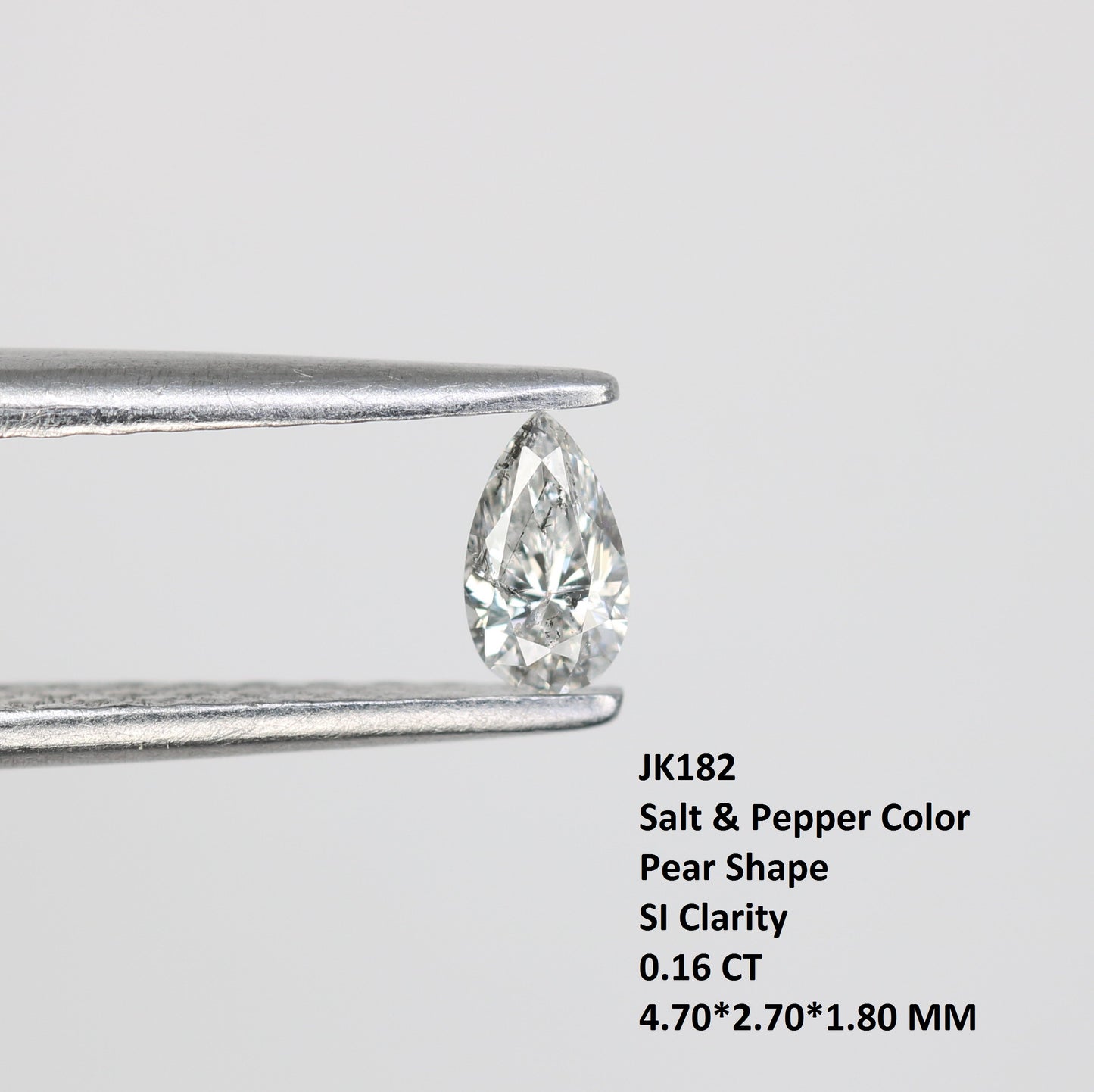 0.16 CT Natural Salt and Pepper Pear Shape Diamond - Perfect for Engagement Rings, Necklaces, Earrings, and Bracelets - JayKrishna Diamond