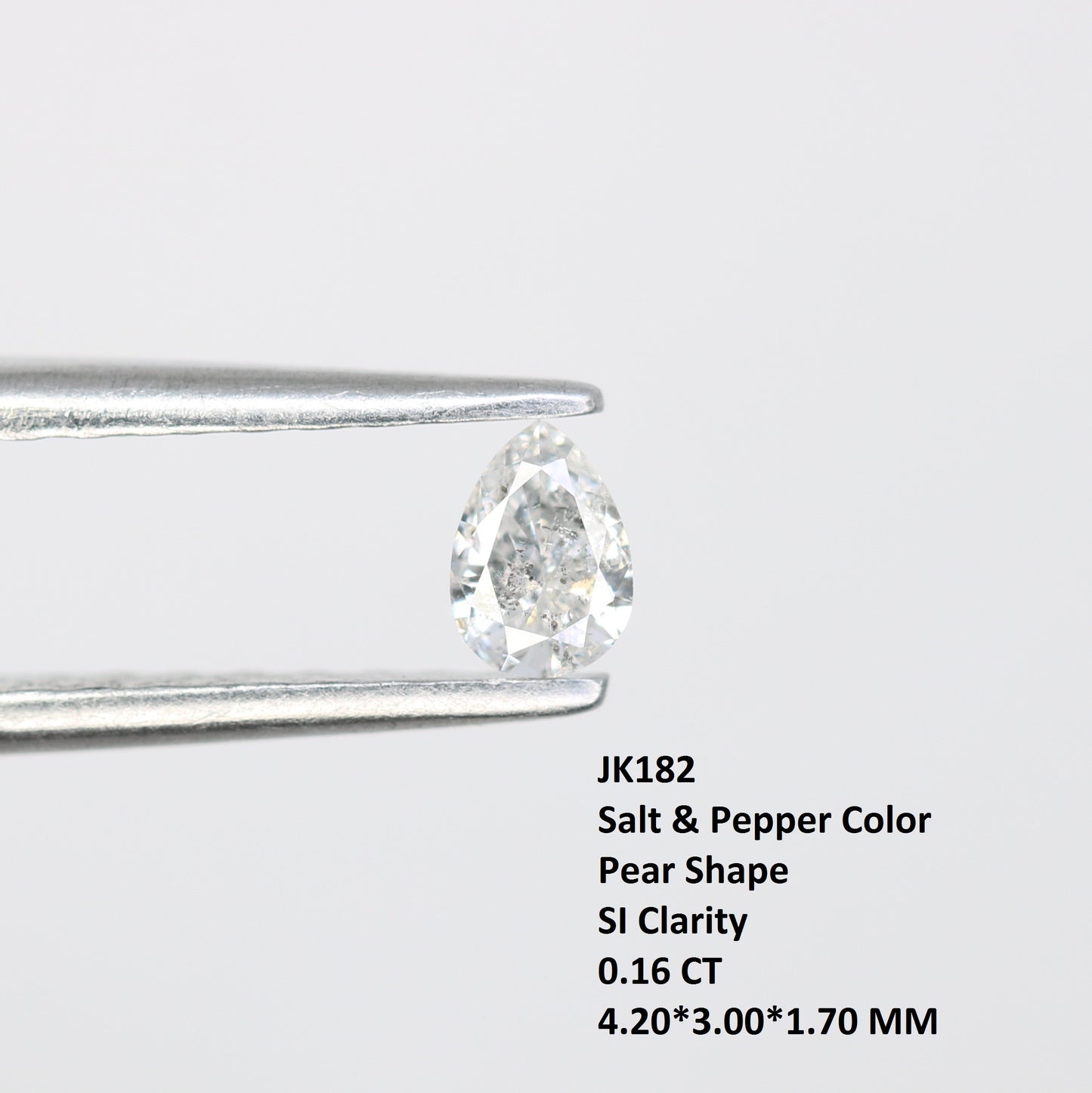 0.16 CT Salt and Pepper Pear Shape Natural Diamond - Ideal for Engagement Rings and Custom Jewelry - JayKrishna Diamond