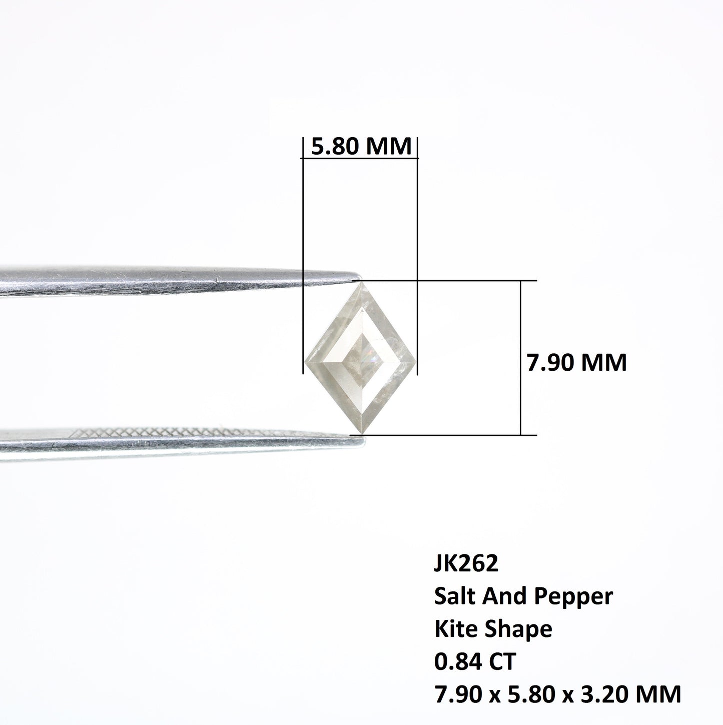 0.84 Carat Natural Salt And Pepper Loose Kite Cut Diamond For Promise Ring - JayKrishna Diamond