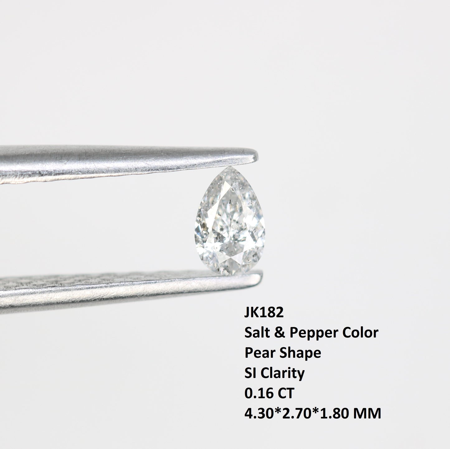 0.16 CT Salt and Pepper Pear Cut Natural Loose Diamond - Perfect for Engagement Rings and Custom Jewelry - JayKrishna Diamond